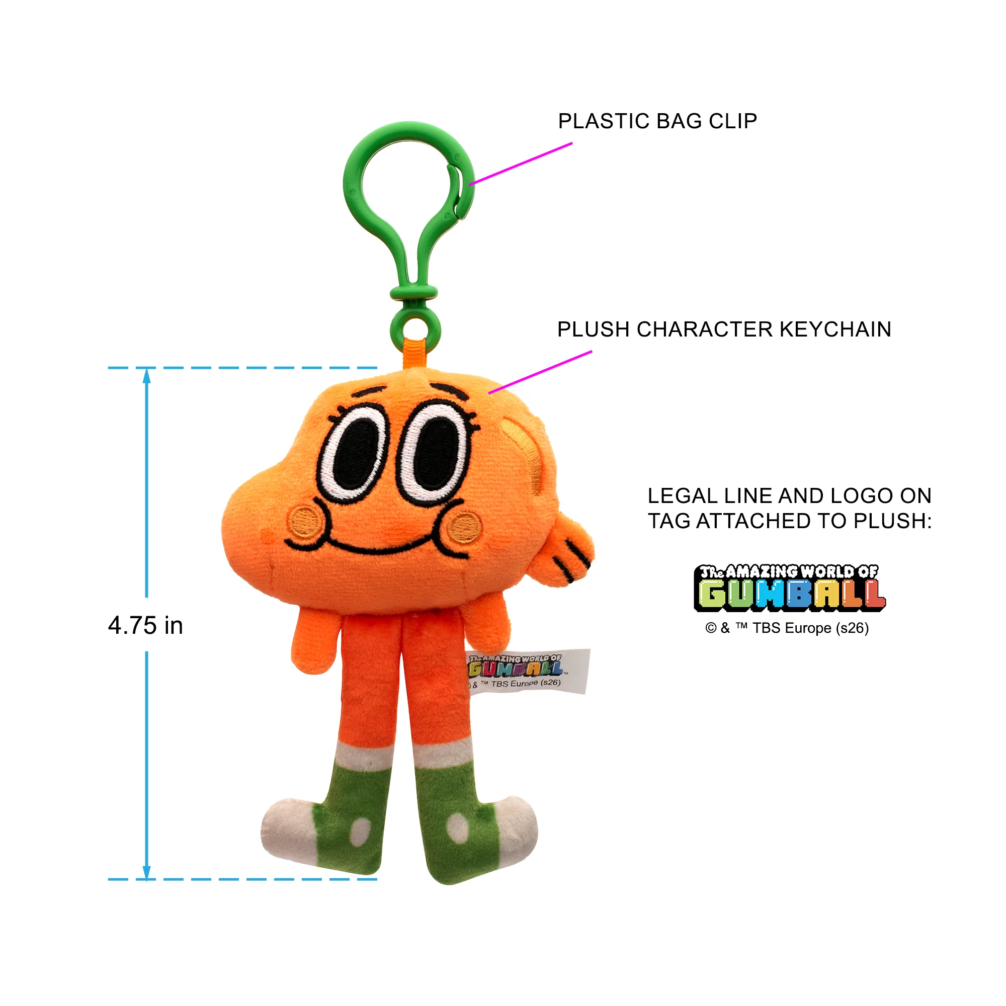Amazing World of Gumball Darwin Orange Fish Character Plush Keychain - Image 3