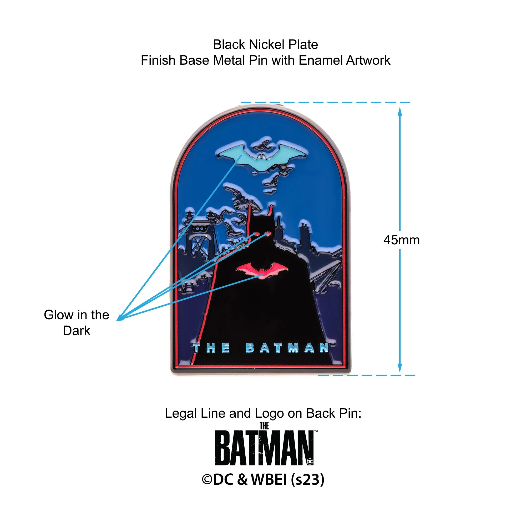DC Comics The Batman Silhouette Glow-in-the-Dark Enamel Pin - Image 4