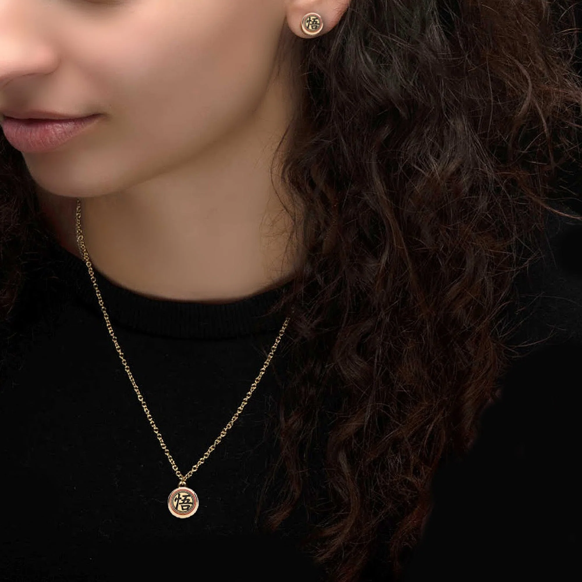 Dragon Ball Z Kanji Necklace & Earring Set - Image 3