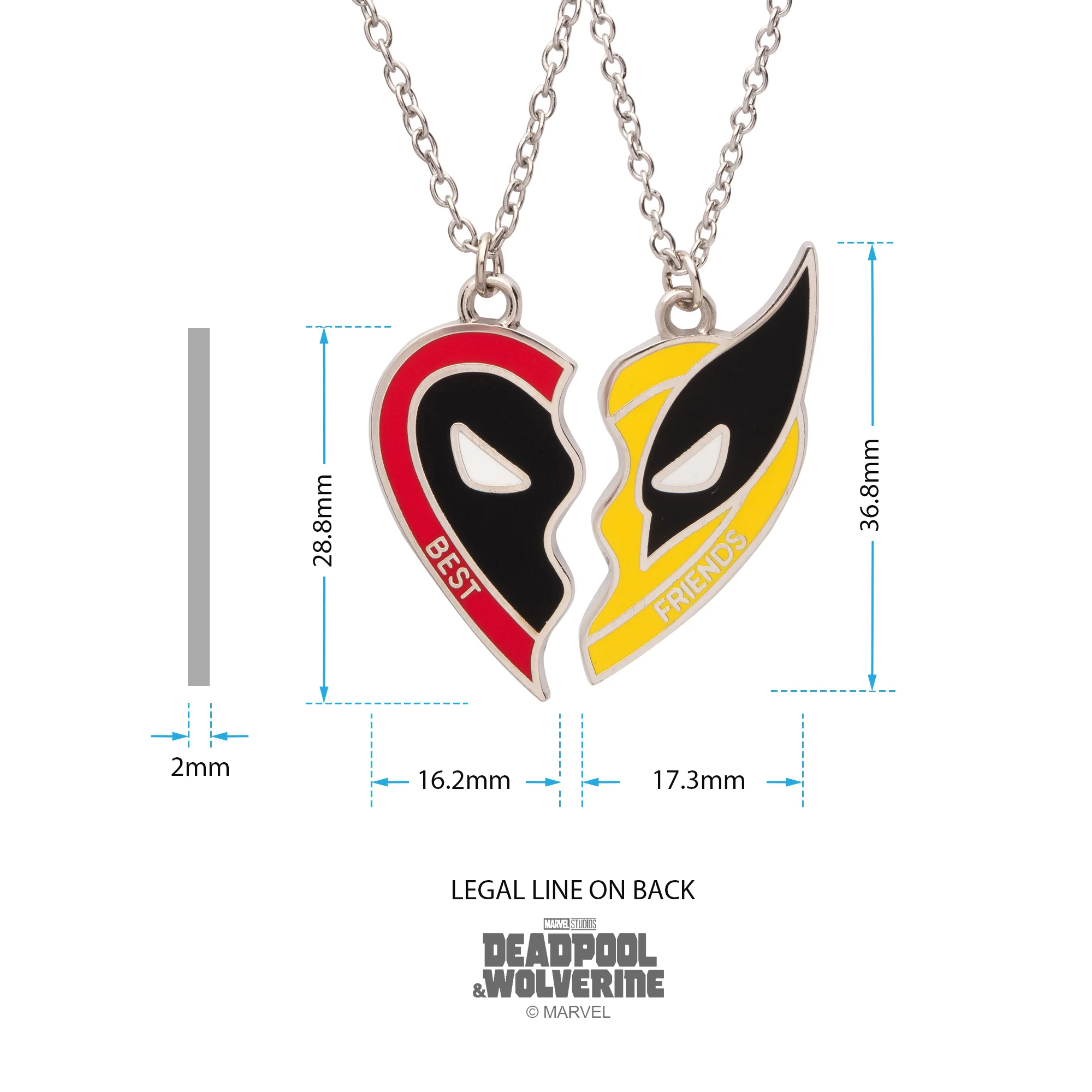 Deadpool and Wolverine Best Friends Heart Necklace Set - Image 3
