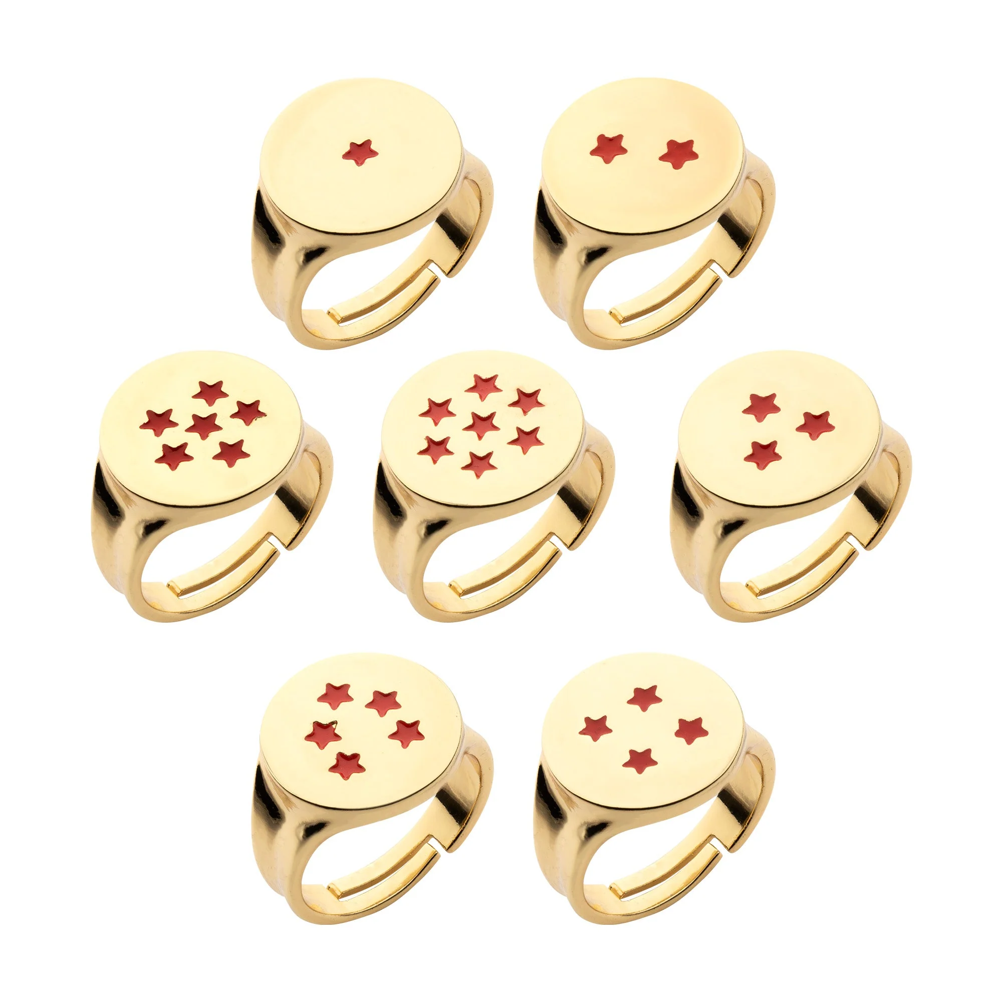 Dragon Ball Super Gold Plated Base Metal Star Adjustable Signet Ring Set with Enamel Artwork - Image 5