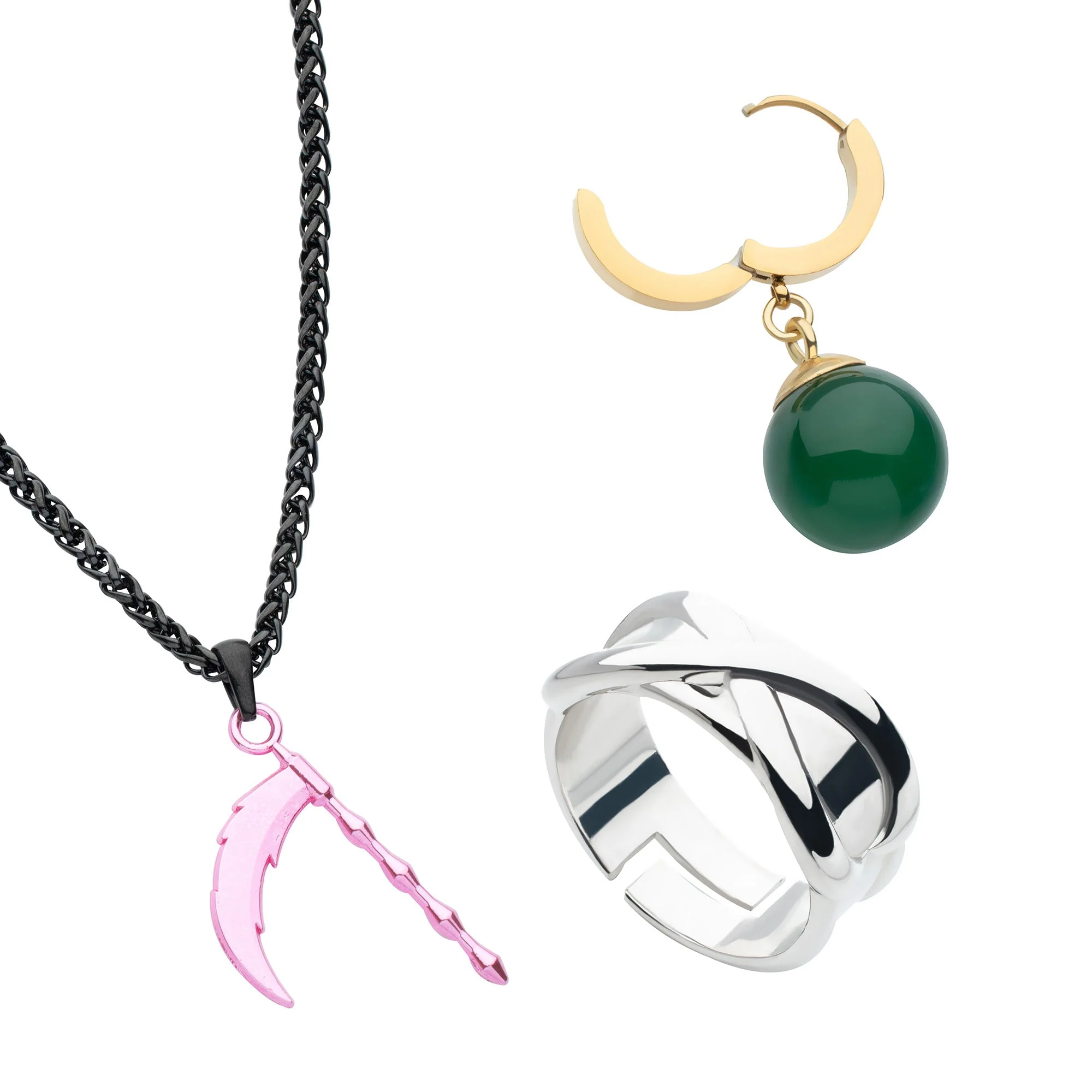 Dragon Ball Super Goku Necklace, Earring and Ring Set - Image 5