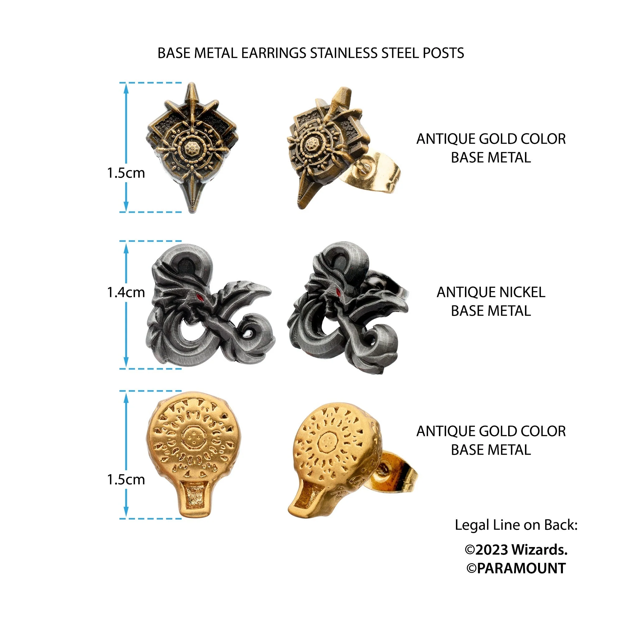 Dungeons and Dragons: 3D Stud Earrings Set (3 pairs) - Image 3