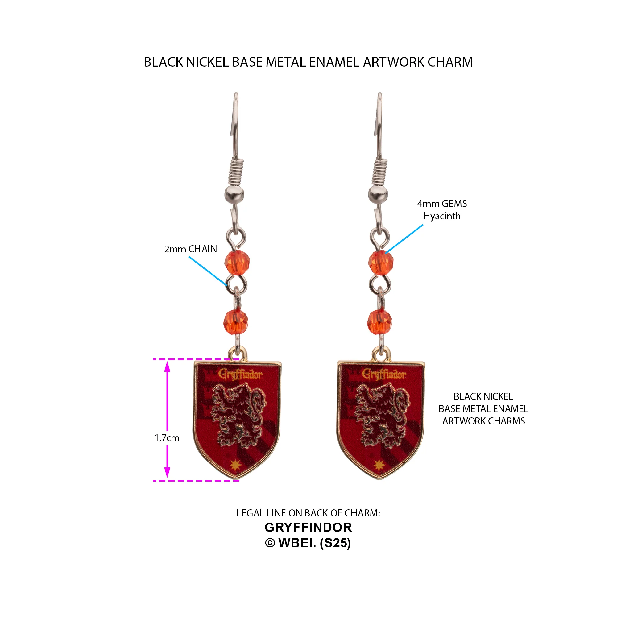Harry Potter Hogwarts Gryffindor House Earrings - Image 4