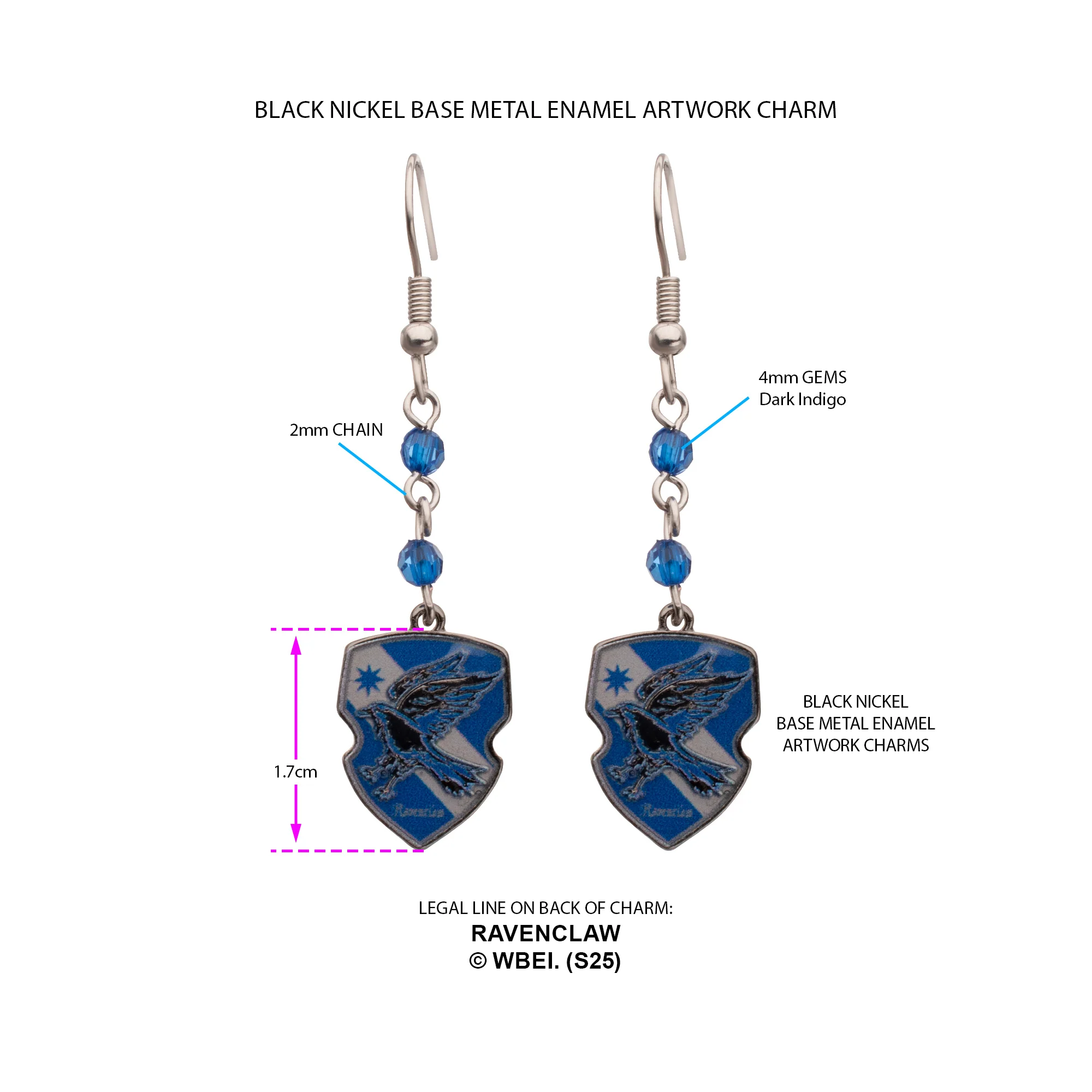 Harry Potter Hogwarts Ravenclaw House Earrings - Image 3