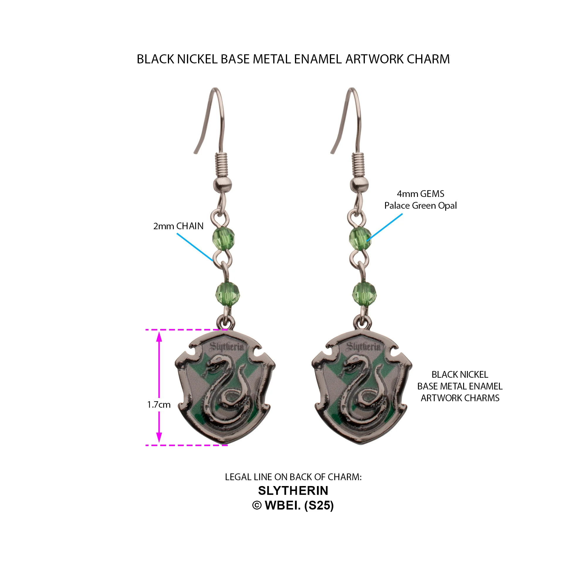 Harry Potter Hogwarts Slytherine House Earrings - Image 3
