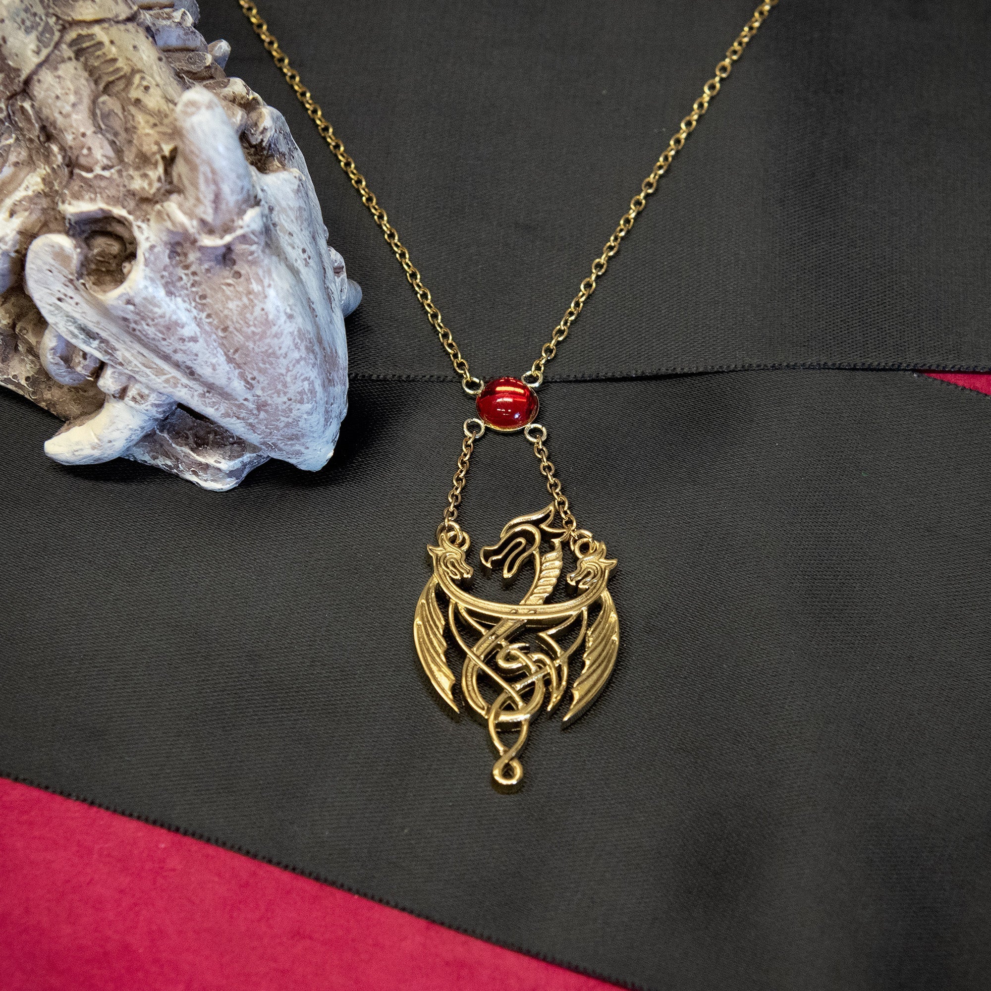 Game Of Thrones: House Of The Dragon 3 Dragon Pendant With Gem Necklace - Image 5