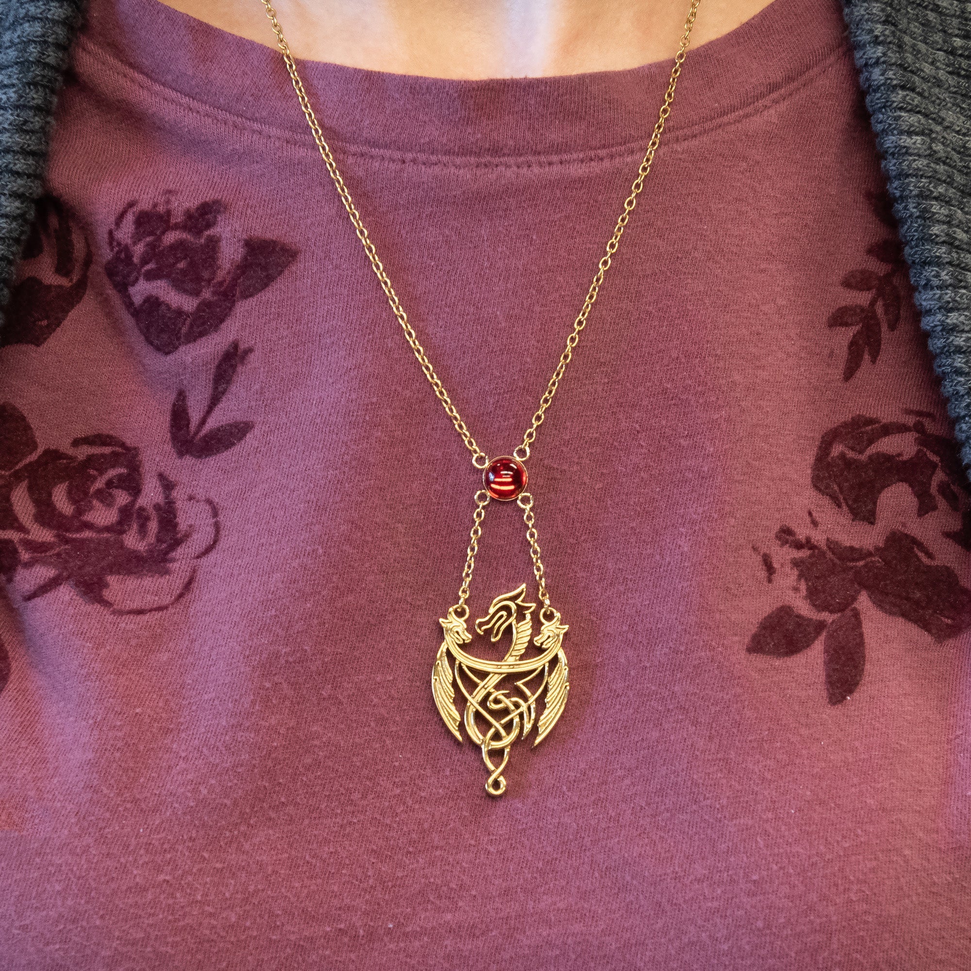 Game Of Thrones: House Of The Dragon 3 Dragon Pendant With Gem Necklace - Image 6