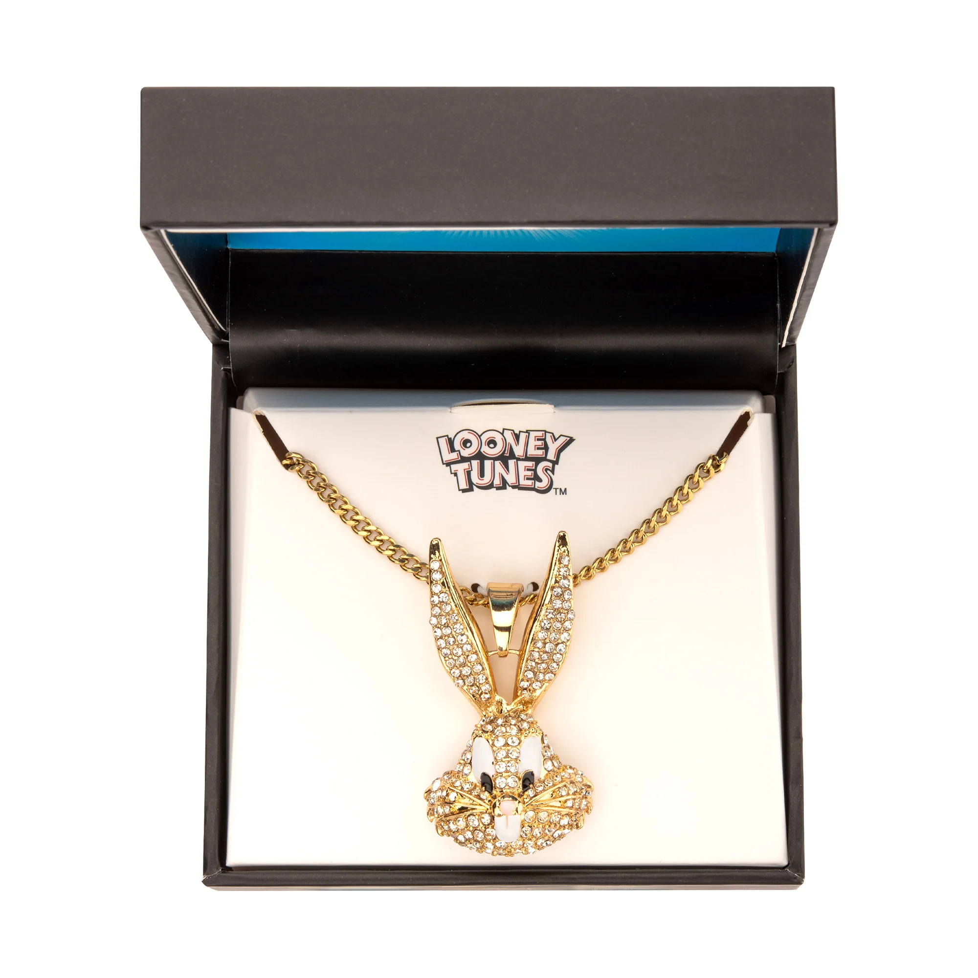Looney Tunes Bugs Bunny Crystal Gold Plated Bling Pendant Necklace - Image 2