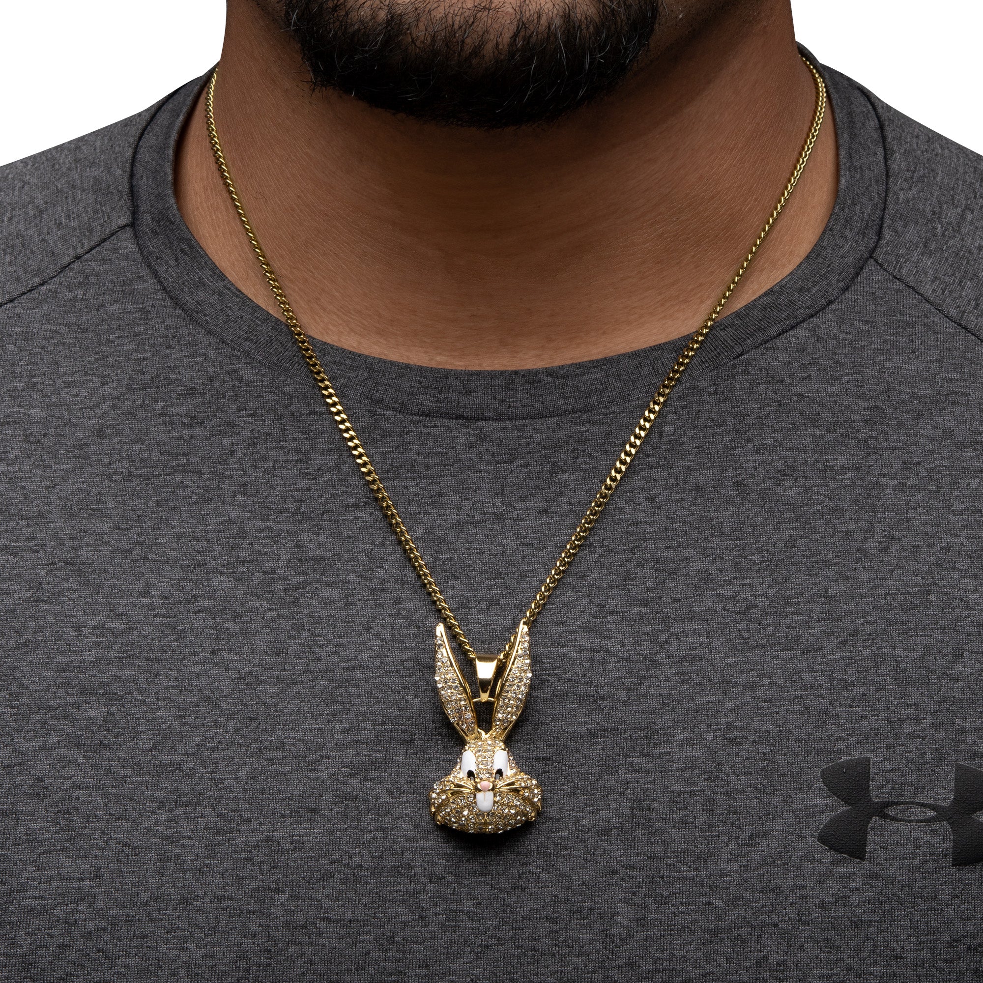 Looney Tunes Bugs Bunny Crystal Gold Plated Bling Pendant Necklace - Image 4