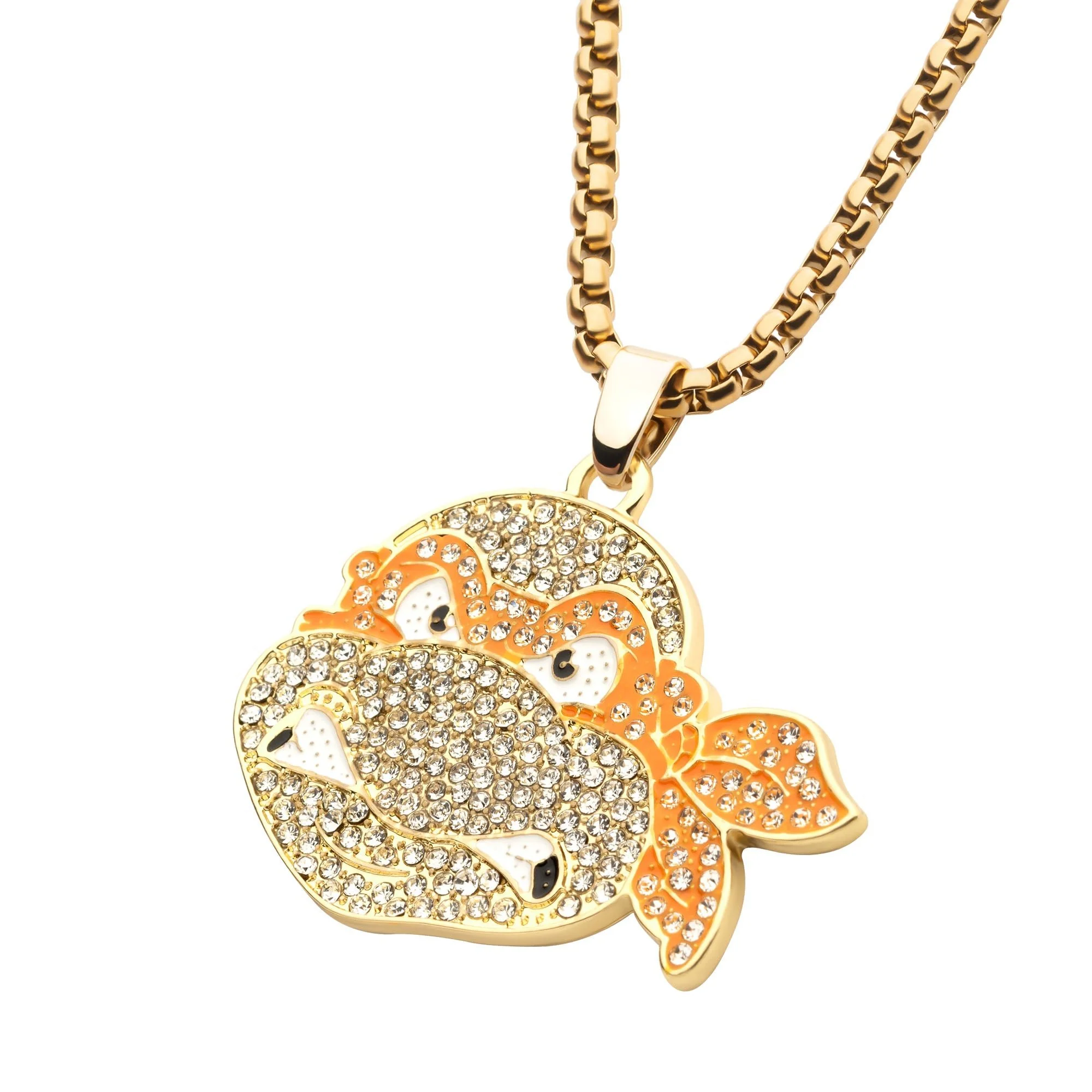 Base Metal Gold Plated Teenage Mutant Ninja Turtles Michael Angelo Bling Pendant Necklace - Image 7