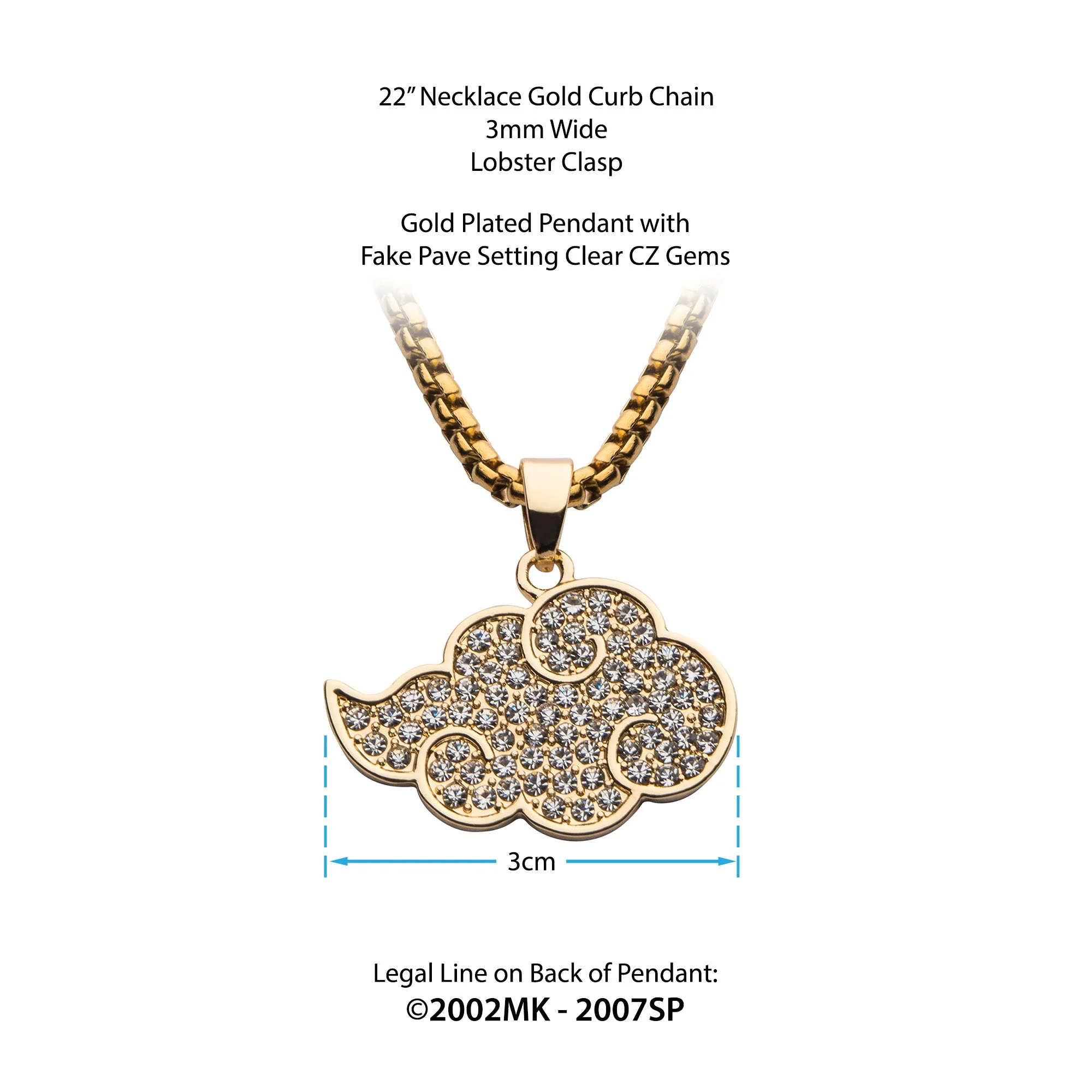 Naruto Shippuden Akatsuki Cloud Symbol Cubic Zirconia Necklace - Image 3