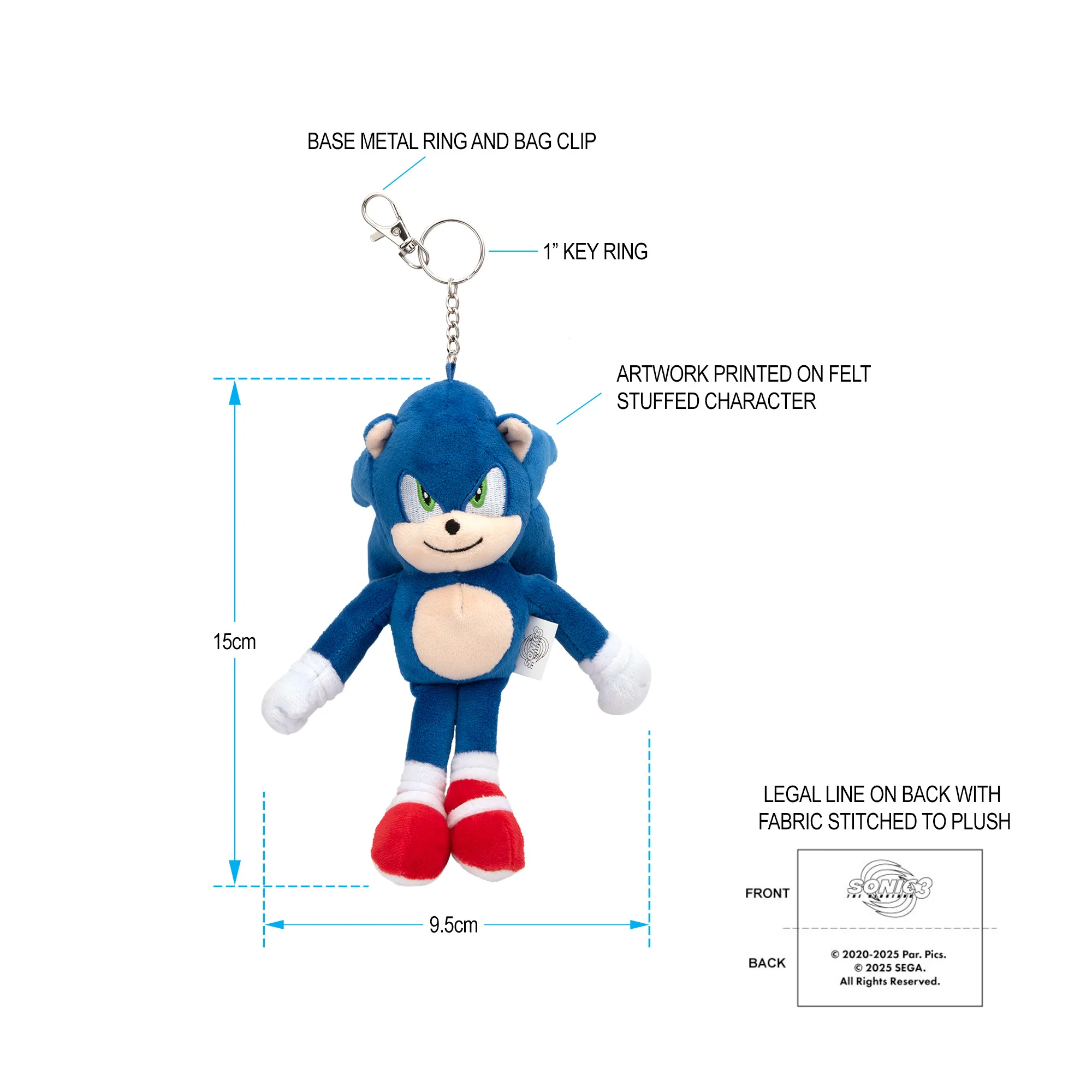 Sonic Movie 3 Fullbody Sonic Plush Keychain - Image 3