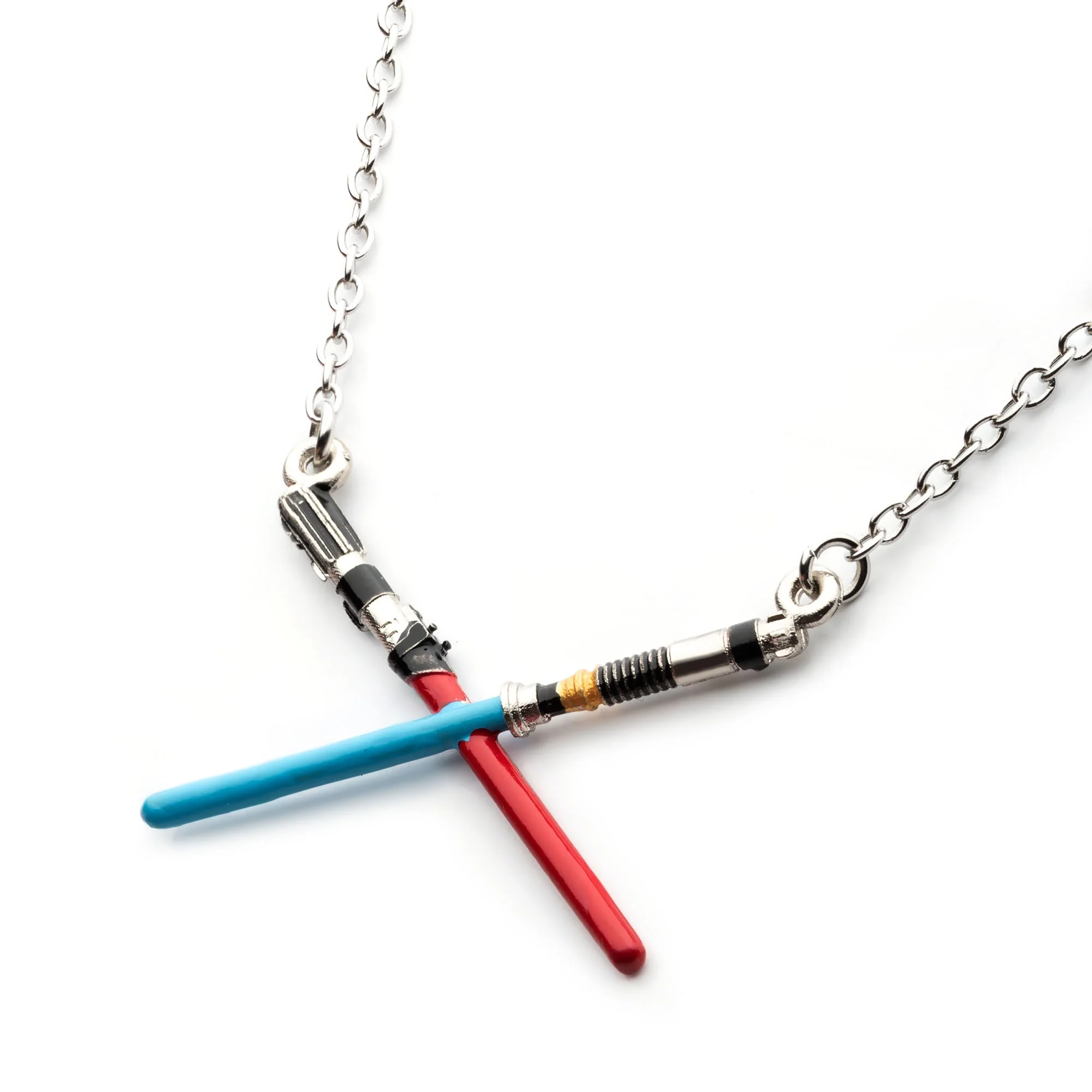 Star Wars Book of Boba Fett Crossed Lightsaber Base Metal Necklace Set with Steel Chain. - Image 2