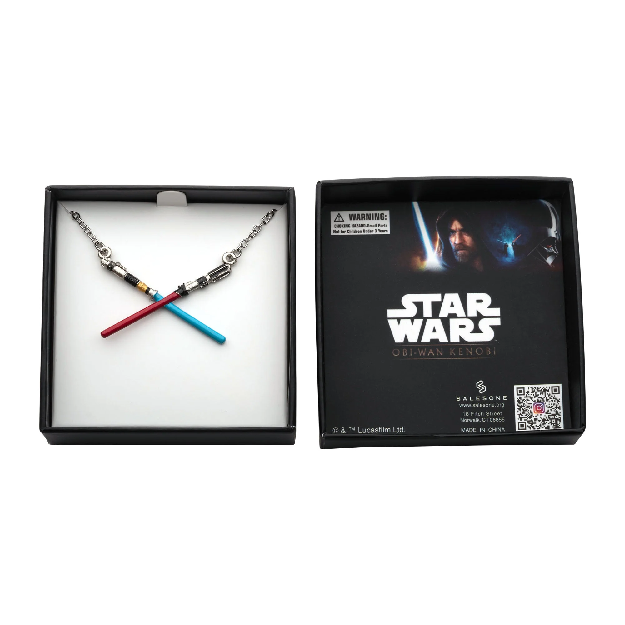 Star Wars Book of Boba Fett Crossed Lightsaber Base Metal Necklace Set with Steel Chain. - Image 3