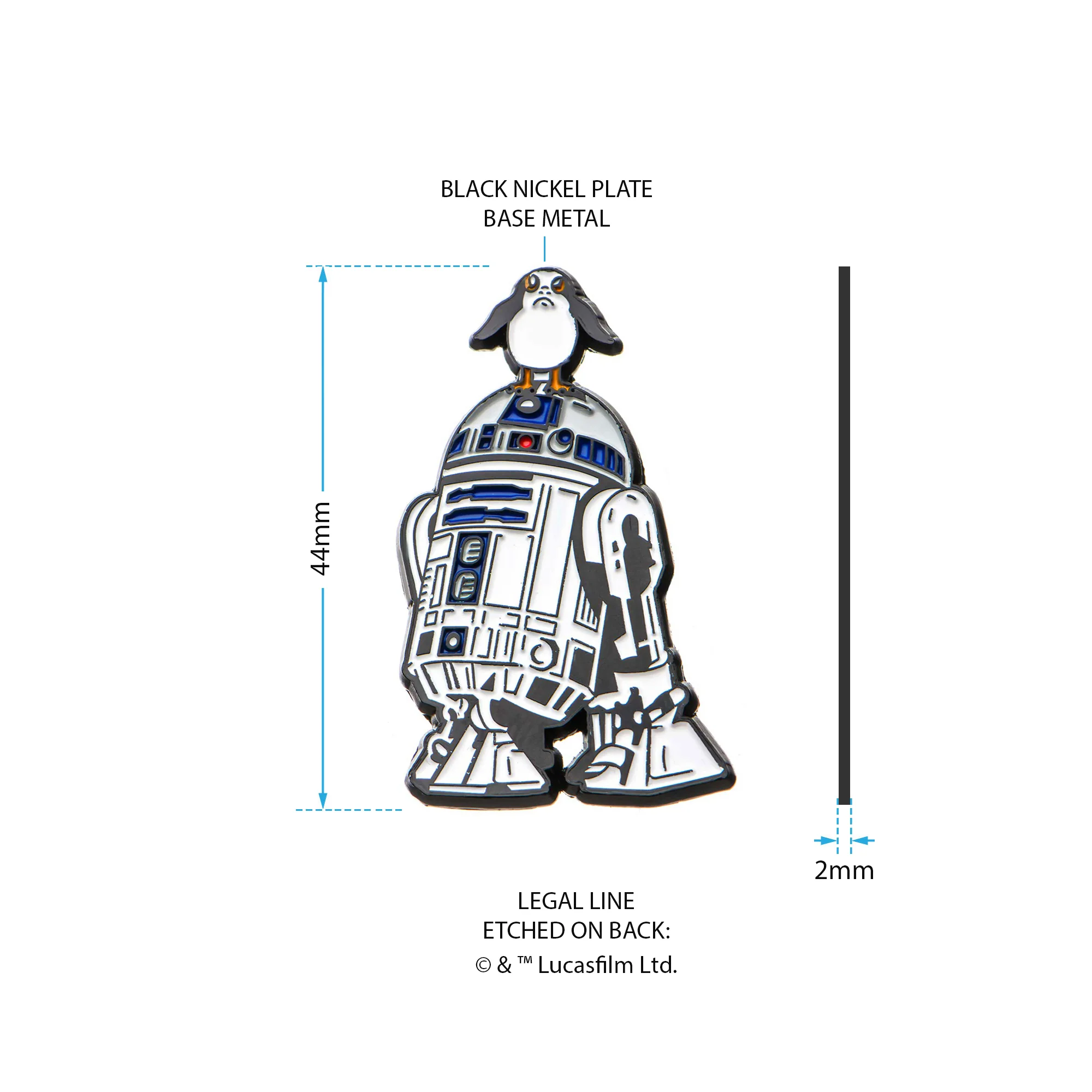 Star Wars Episode 8 R2-D2 and Porg Enamel Lapel Pin - Image 2