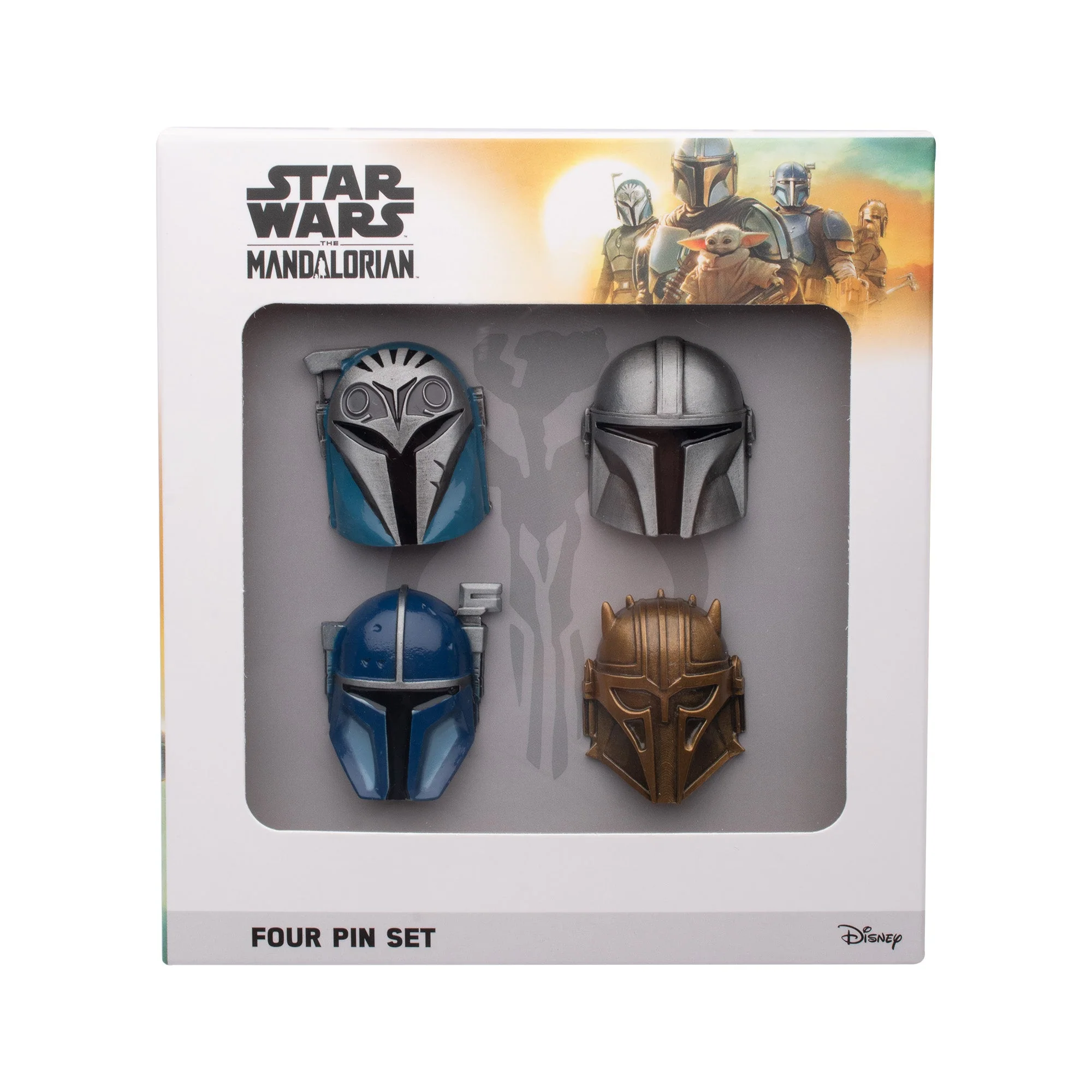 Star Wars Mandalorian 4-pc 3D Helmet Pin Set - Image 2
