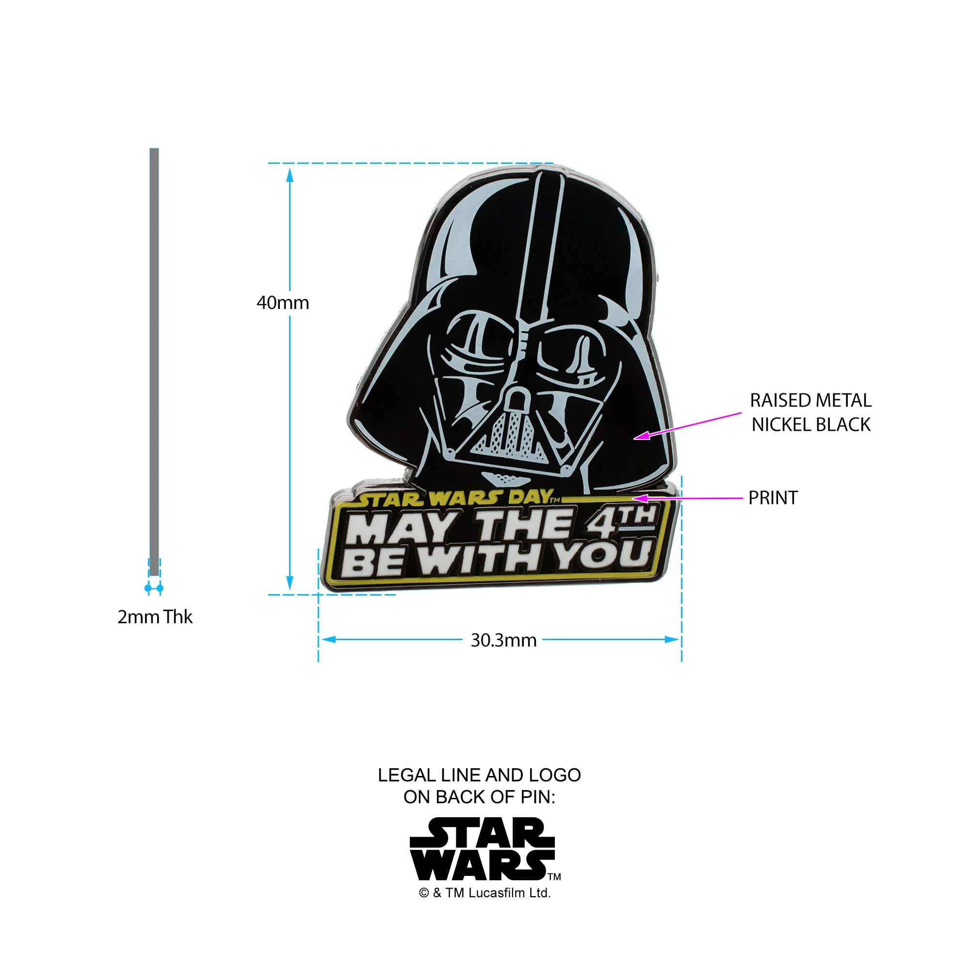 Star Wars May the 4th Vader Helmet Enamel Pin - Image 3