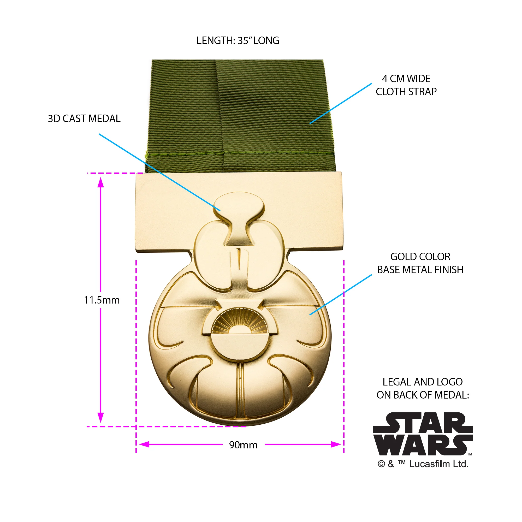 Star Wars Medal of Yavin Gold Plated Necklace - Image 3