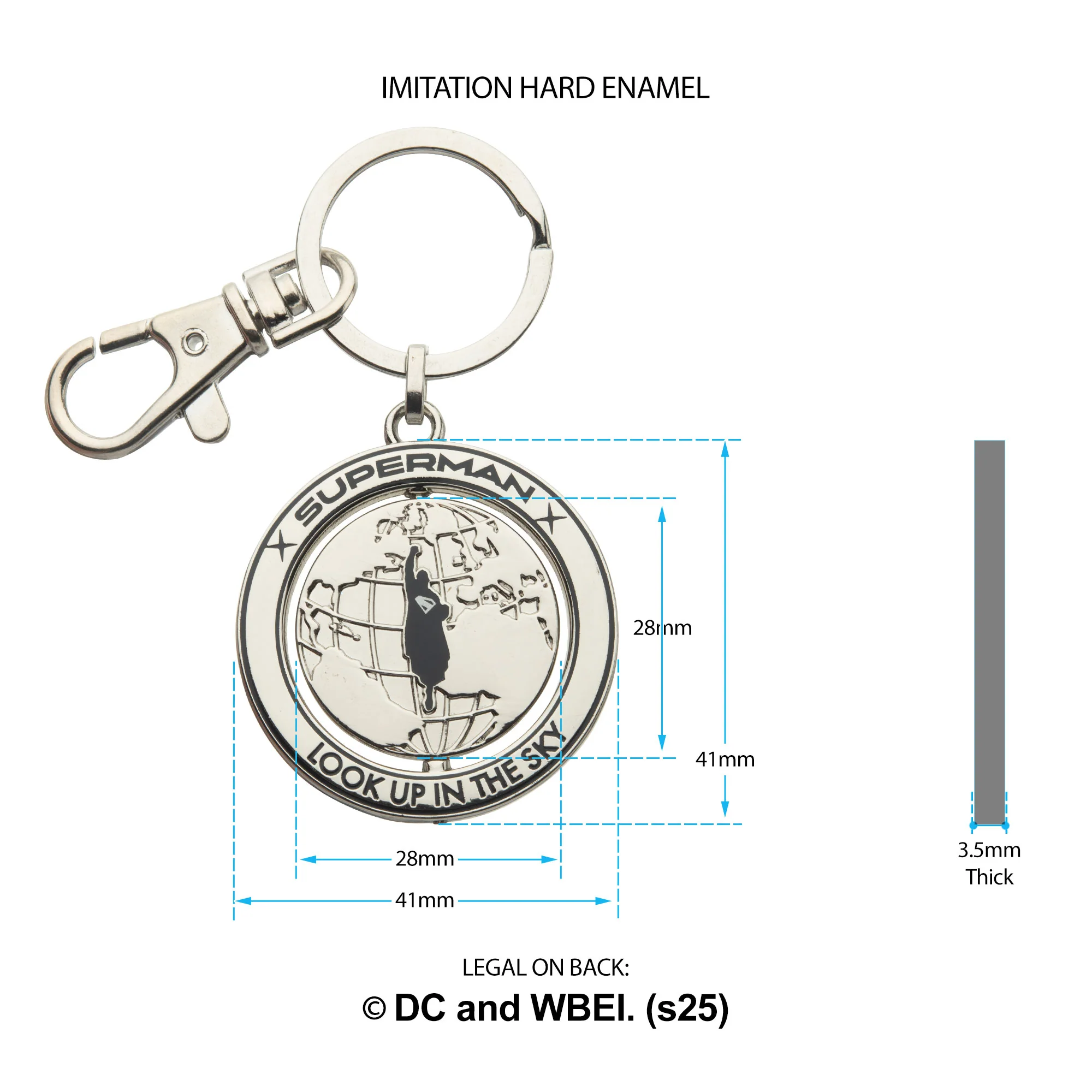 Superman Globe Spinning Keychain - Image 2