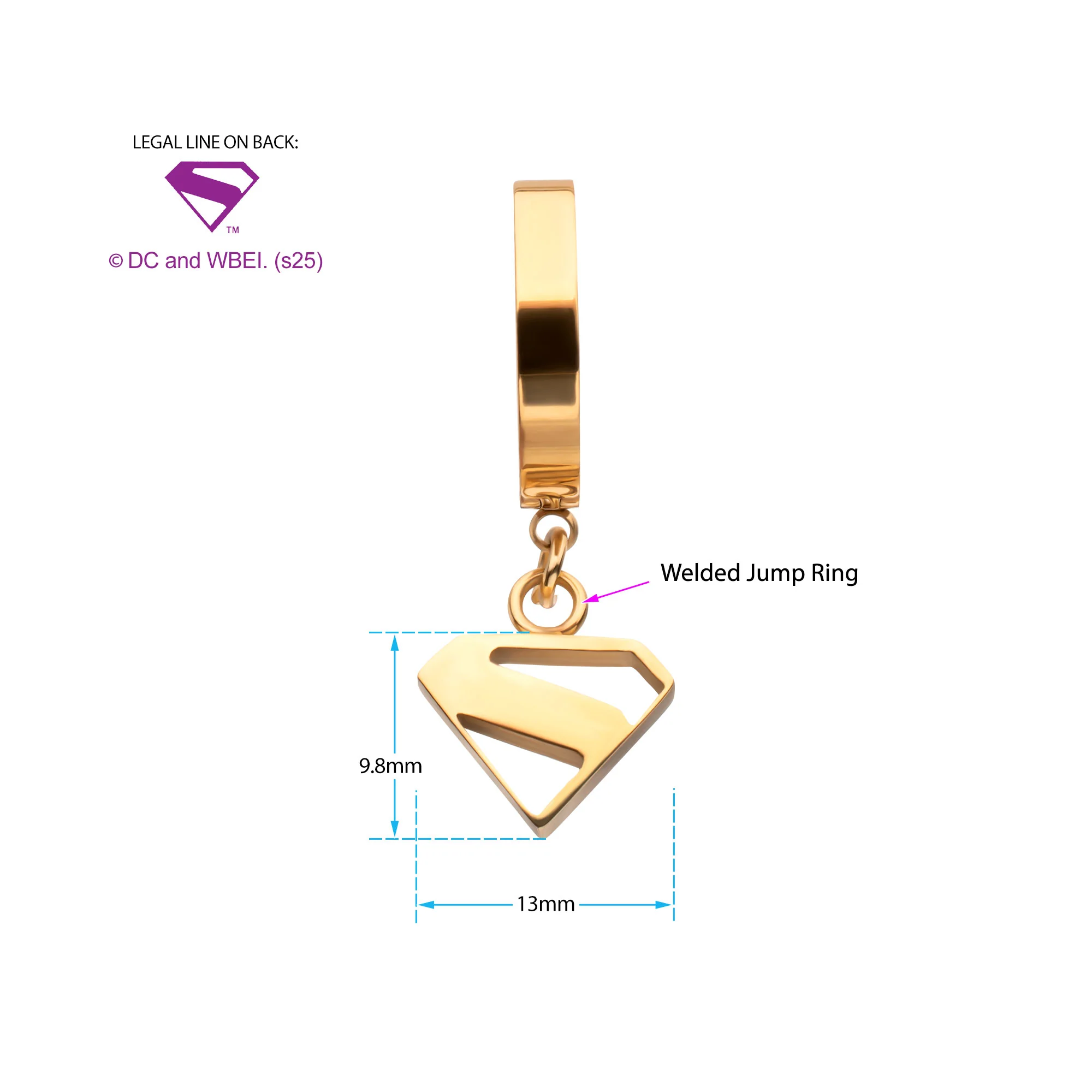 Superman Logo Cut Out Huggie Earrings – Gold Finish Stainless Steel Jewelry. Sold by piece - Image 3