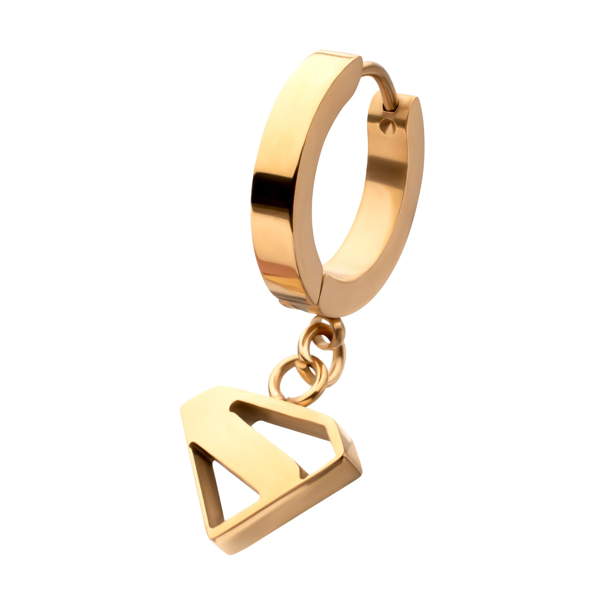 Superman Logo Cut Out Huggie Earrings – Gold Finish Stainless Steel Jewelry. Sold by piece - Image 6