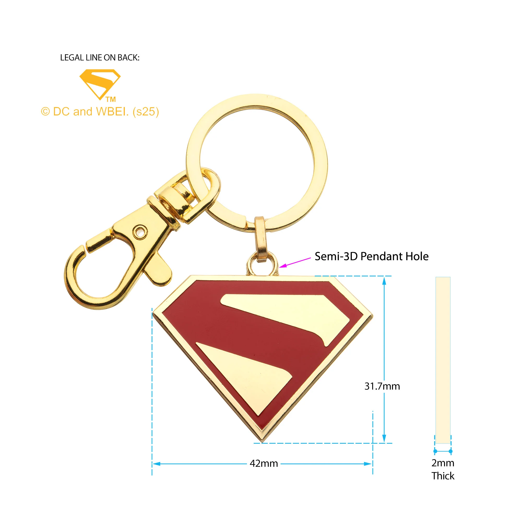 Superman Movie Logo Keychain – Gold & Red Enamel Collectible - Image 2