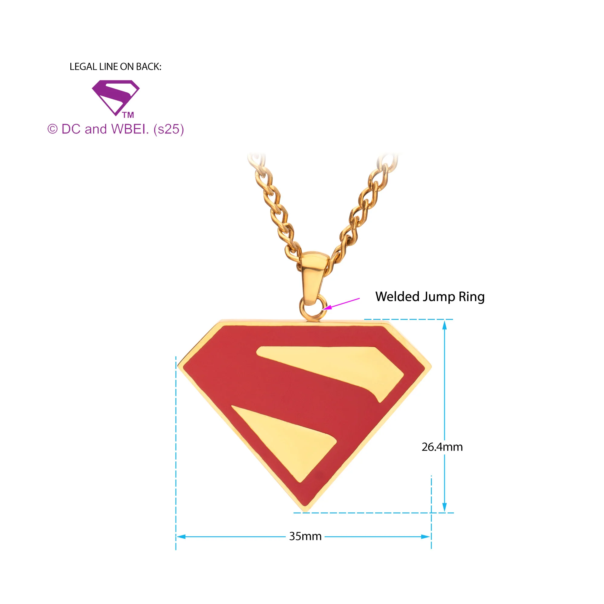 Superman Logo Steel Necklace – Gold & Red Enamel Collectible Jewelry - Image 6