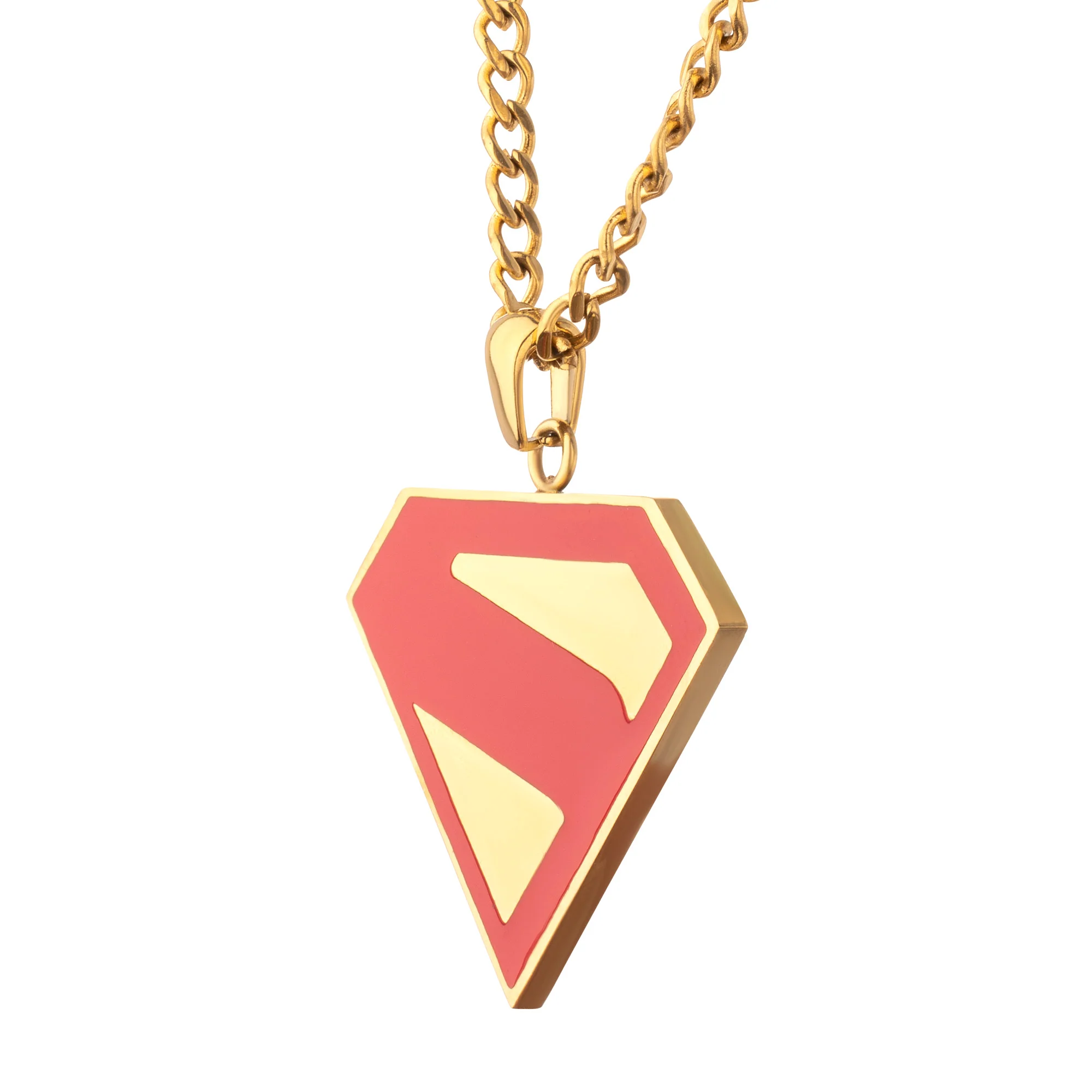 Superman Logo Steel Necklace – Gold & Red Enamel Collectible Jewelry - Image 7