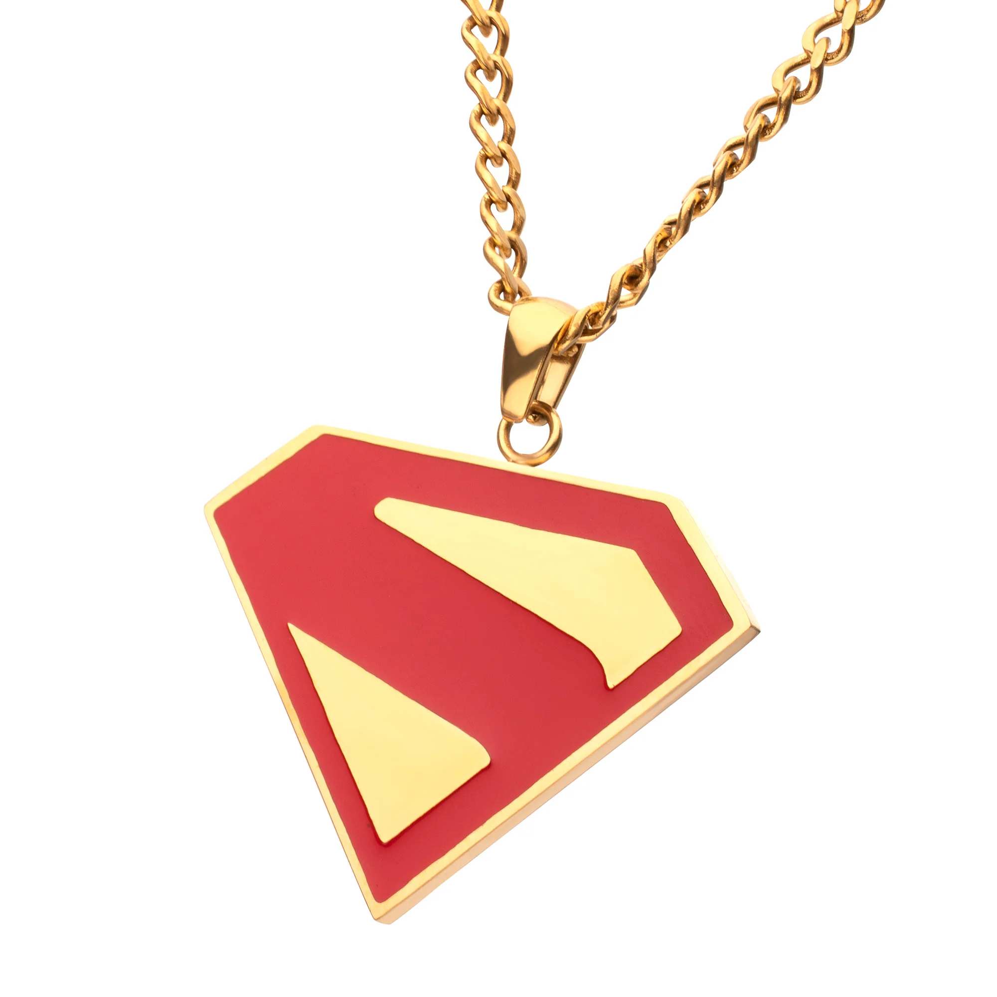 Superman Logo Steel Necklace – Gold & Red Enamel Collectible Jewelry - Image 8