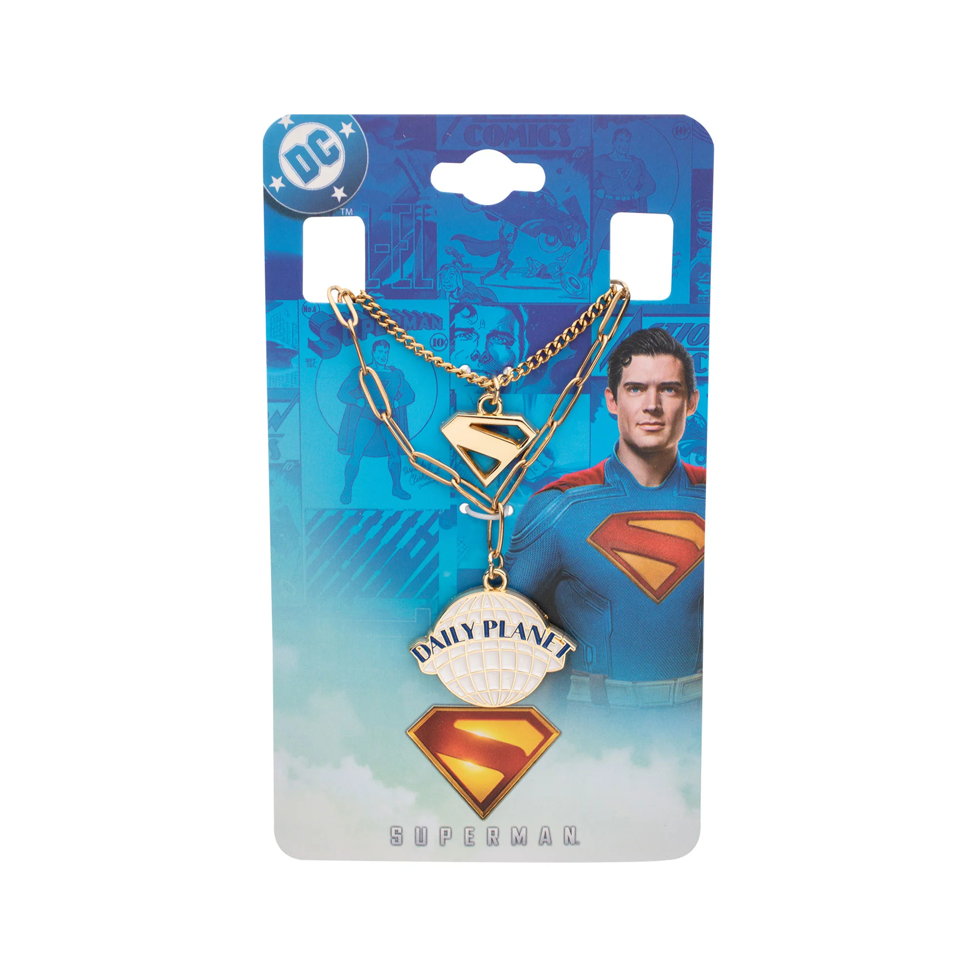Superman Movie BFF Necklace Set – Gold & White Enamel Collectible Jewelry - Image 2