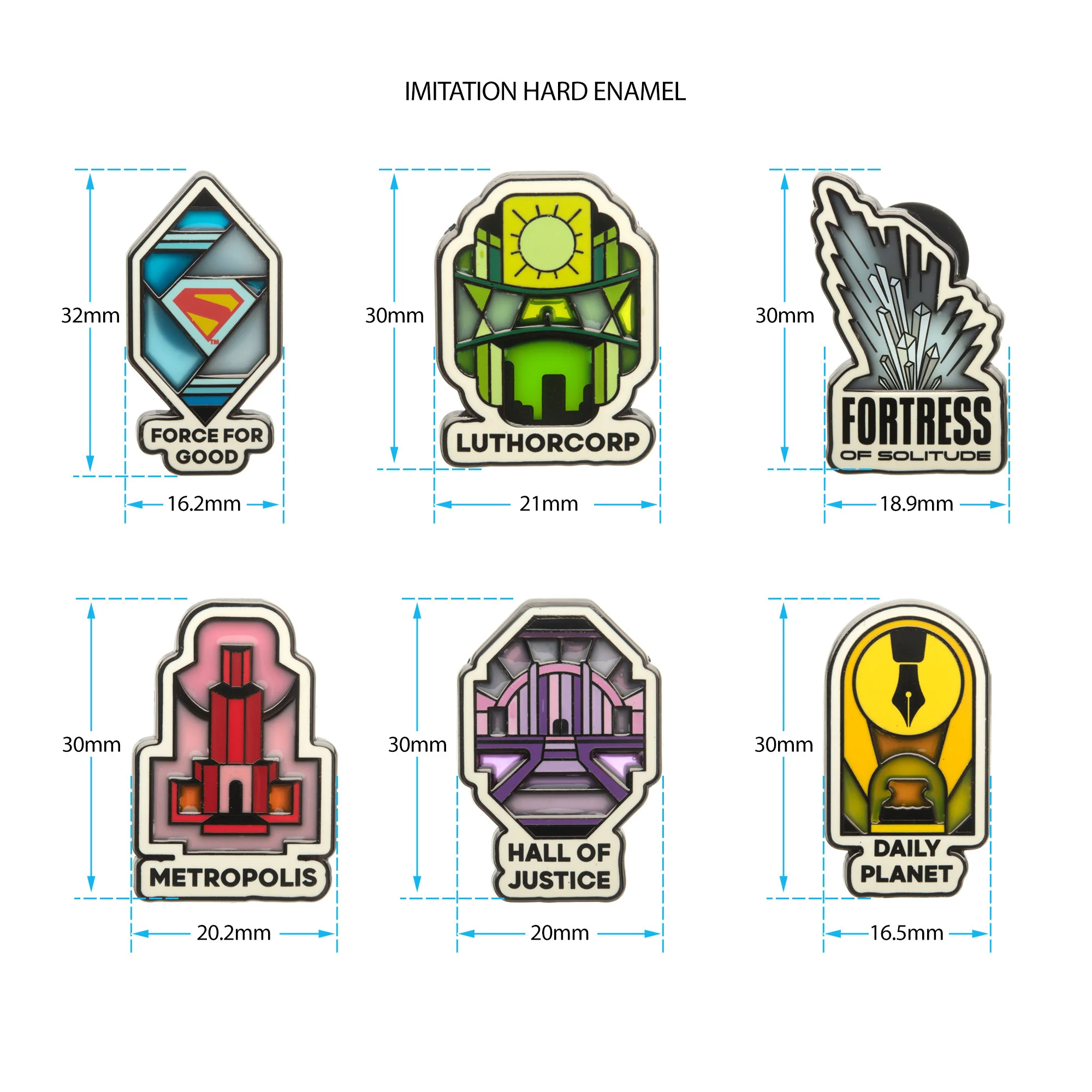 Superman Movie Stained Glass Pin Set – 6-Piece Collectible Jewelry - Image 3