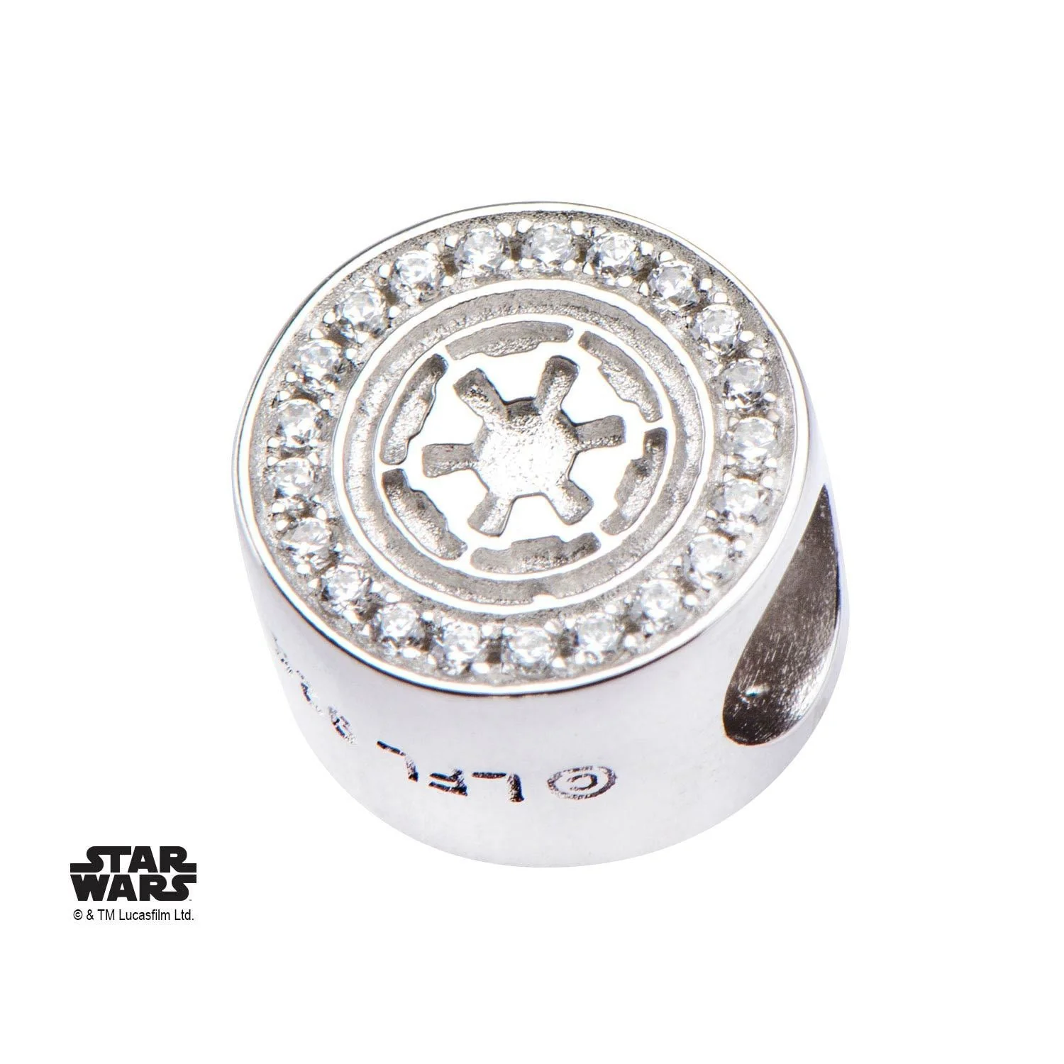 Star Wars Galactic Empire Symbol with Clear CZ Bead Charm - Image 5