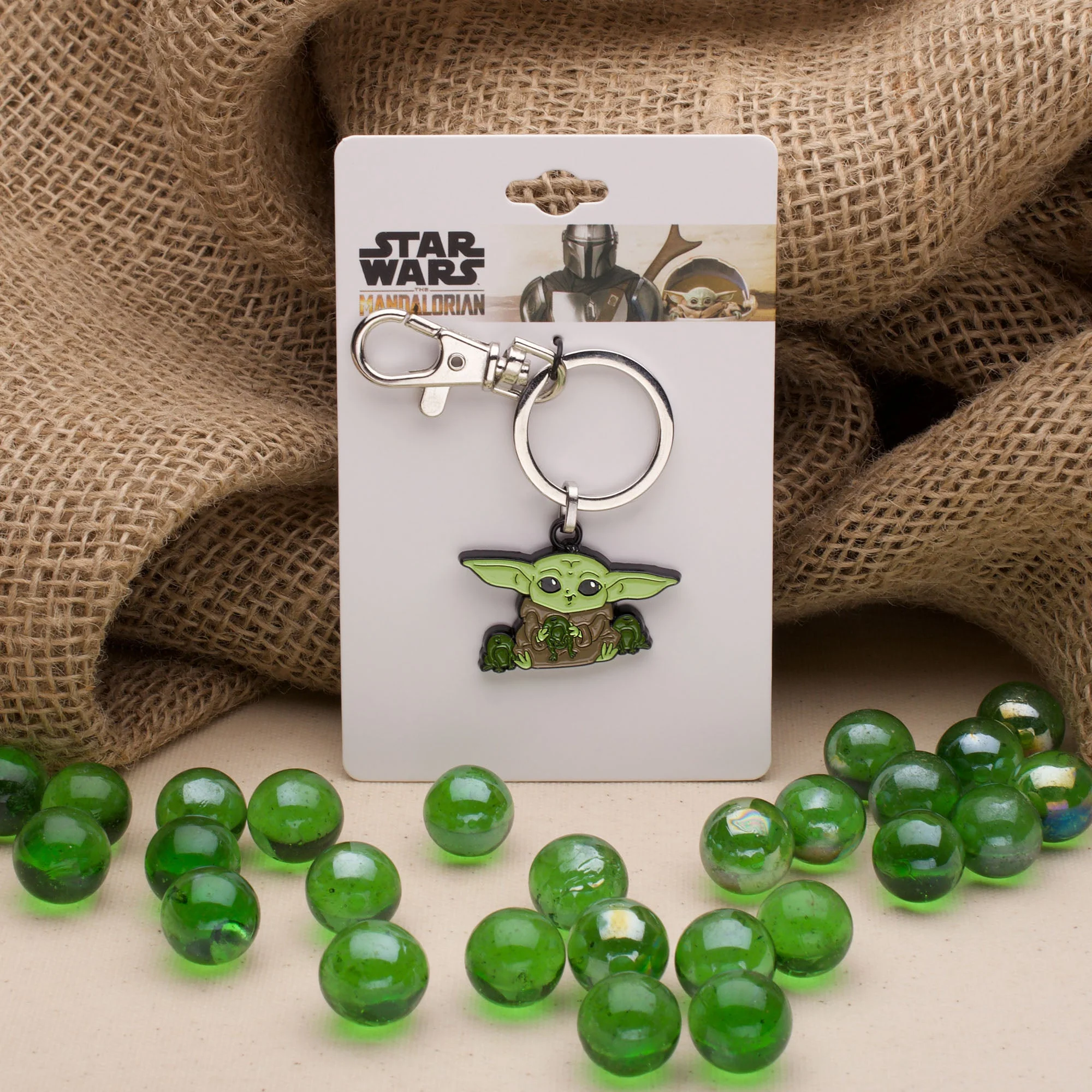 Star Wars: The Mandalorian Grogu (AKA: Baby Yoda/ The Child) with frogs Keychain - Image 3