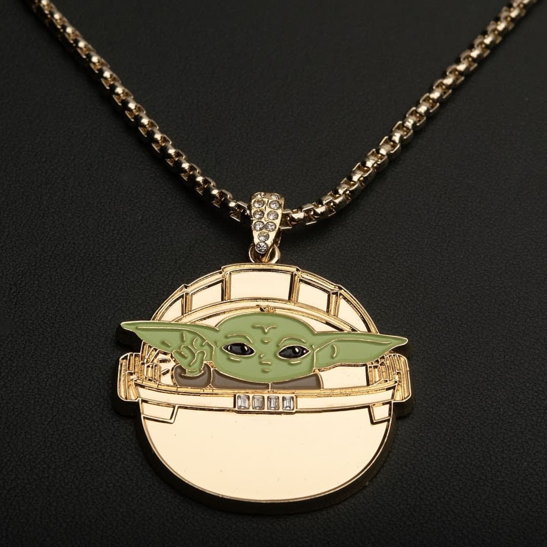 Star Wars: The Mandalorian Grogu (AKA: Baby Yoda/ The Child) Gold Plated Pendant Necklace - Image 7