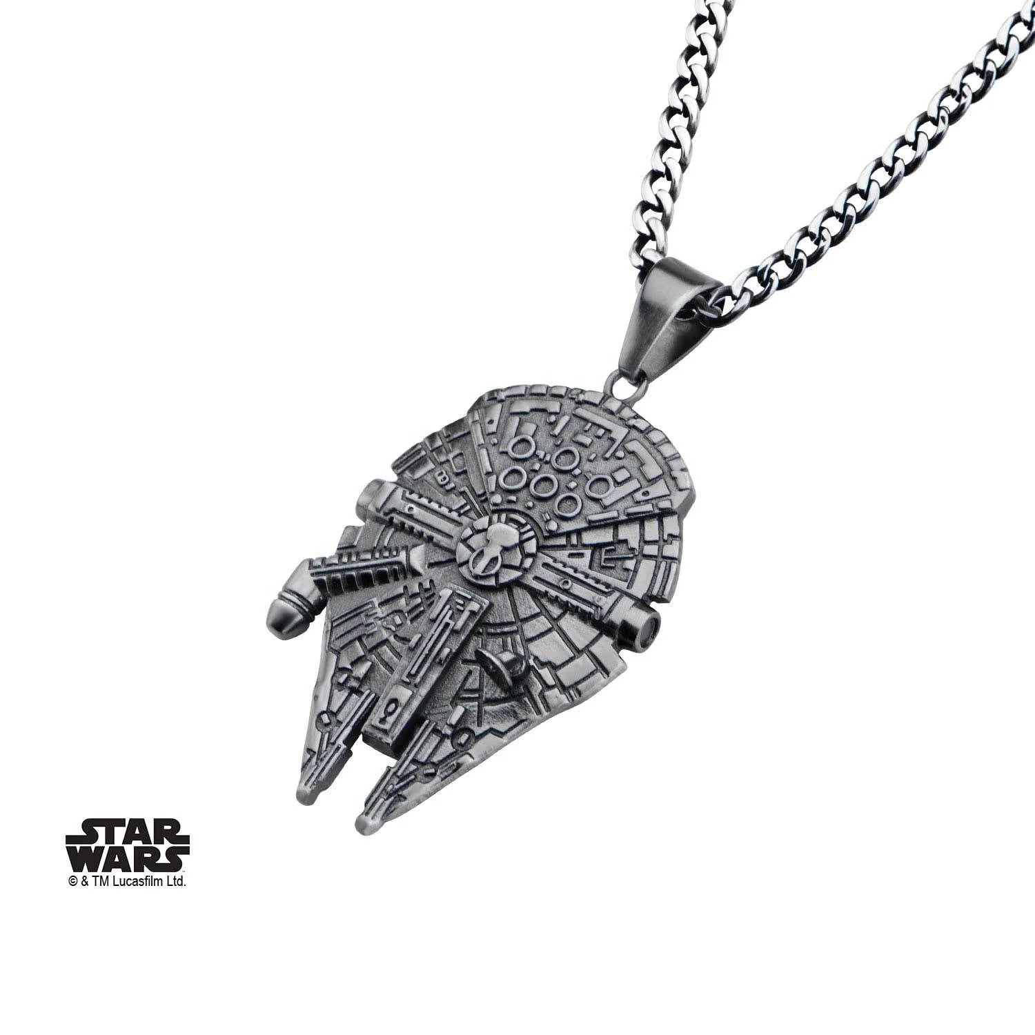 Star Wars Black Plated Millennium Falcon Pendant Necklace - Image 3