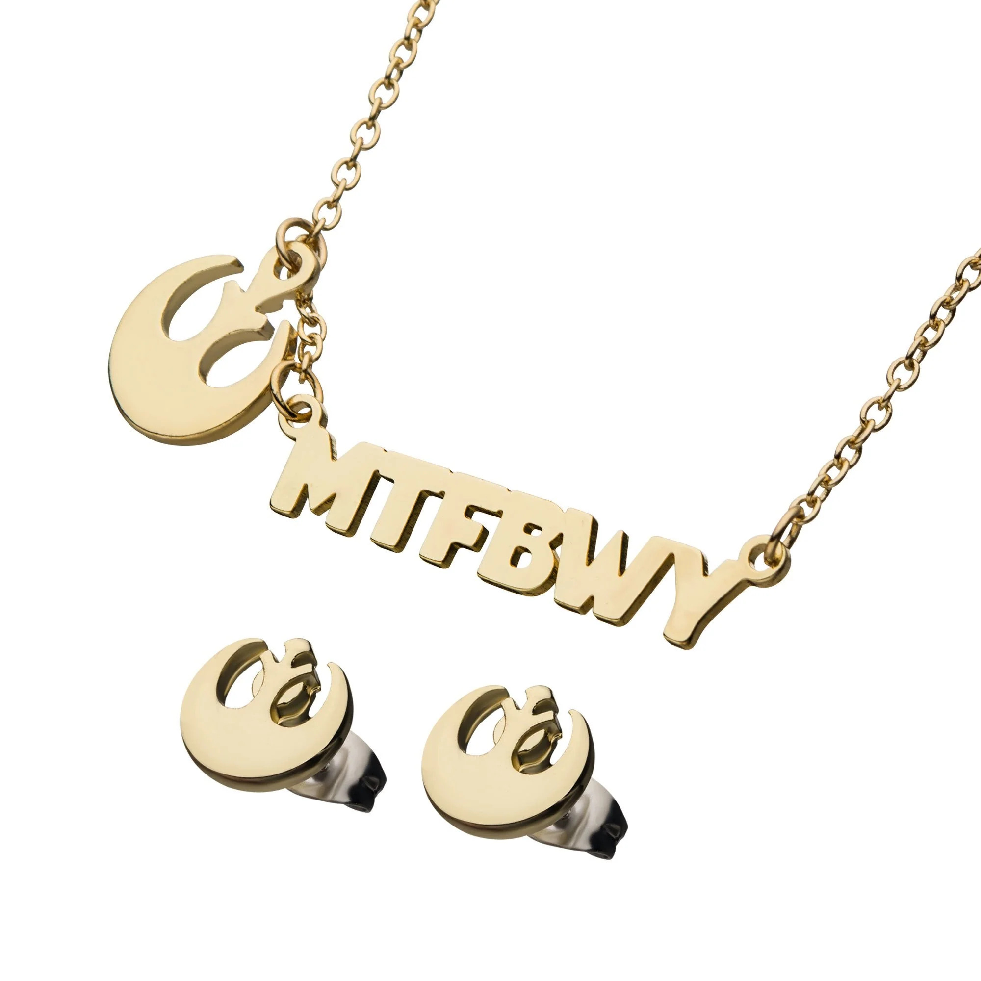 Star Wars "May The Force Be With You" Pendant Necklace & Earrings Set - Image 3