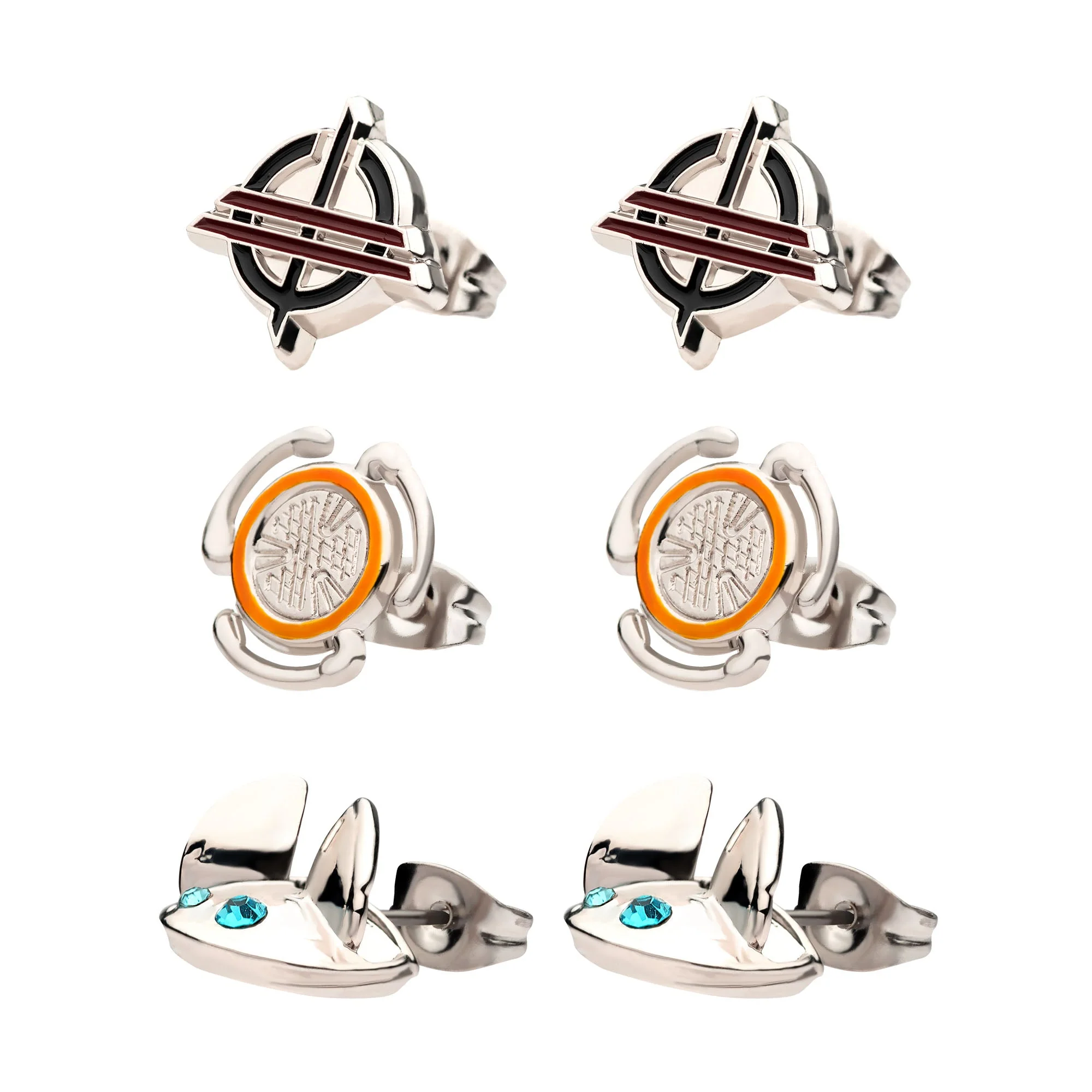 Star Wars Base Metal Obi-Wan 3 Pairs Stud Earrings with Stainless Steel Post Set - Image 3
