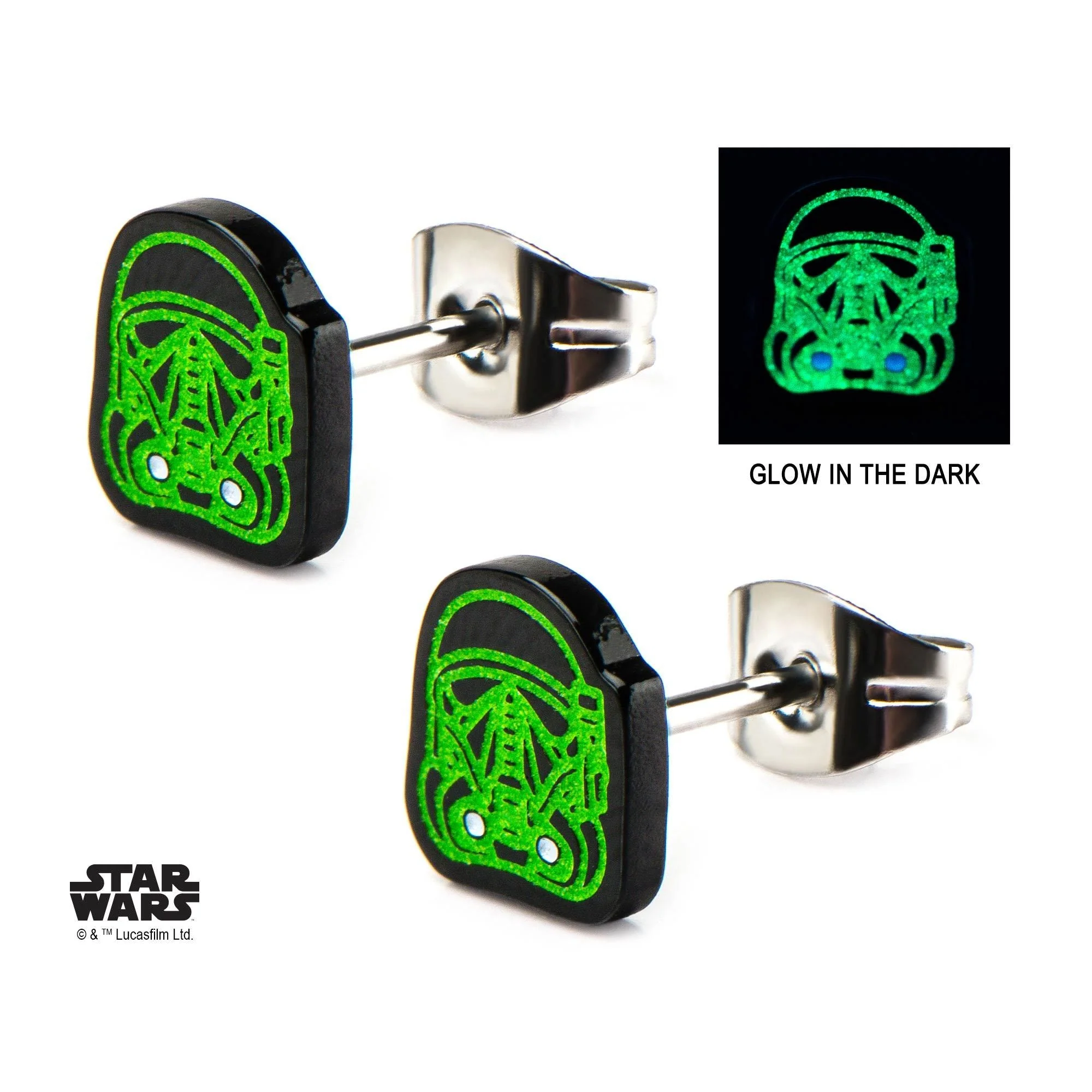 Star Wars Rogue One Death Trooper Glow-in-the-Dark Stud Earrings - Image 3