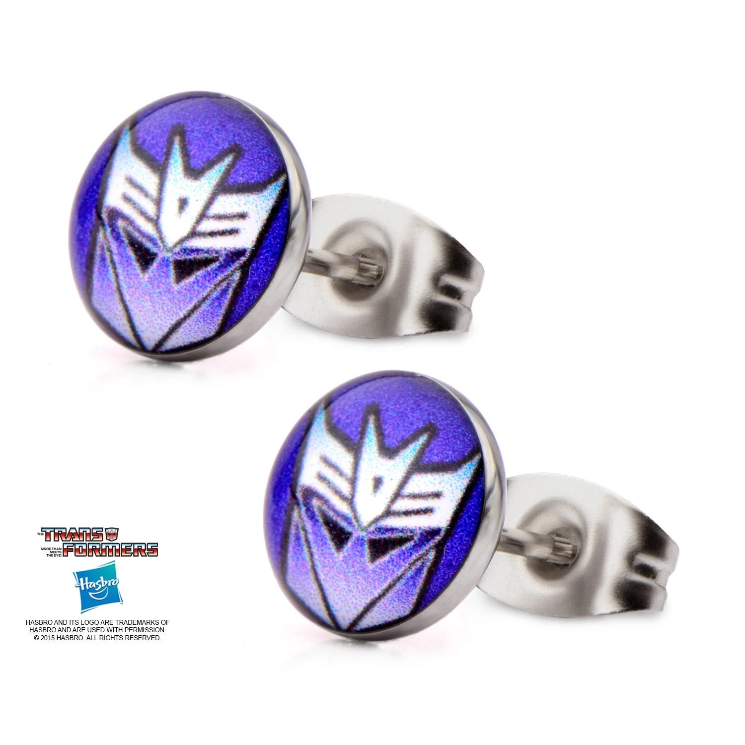 Transformers Printed Decepticon Logo Stud Earrings - Image 3