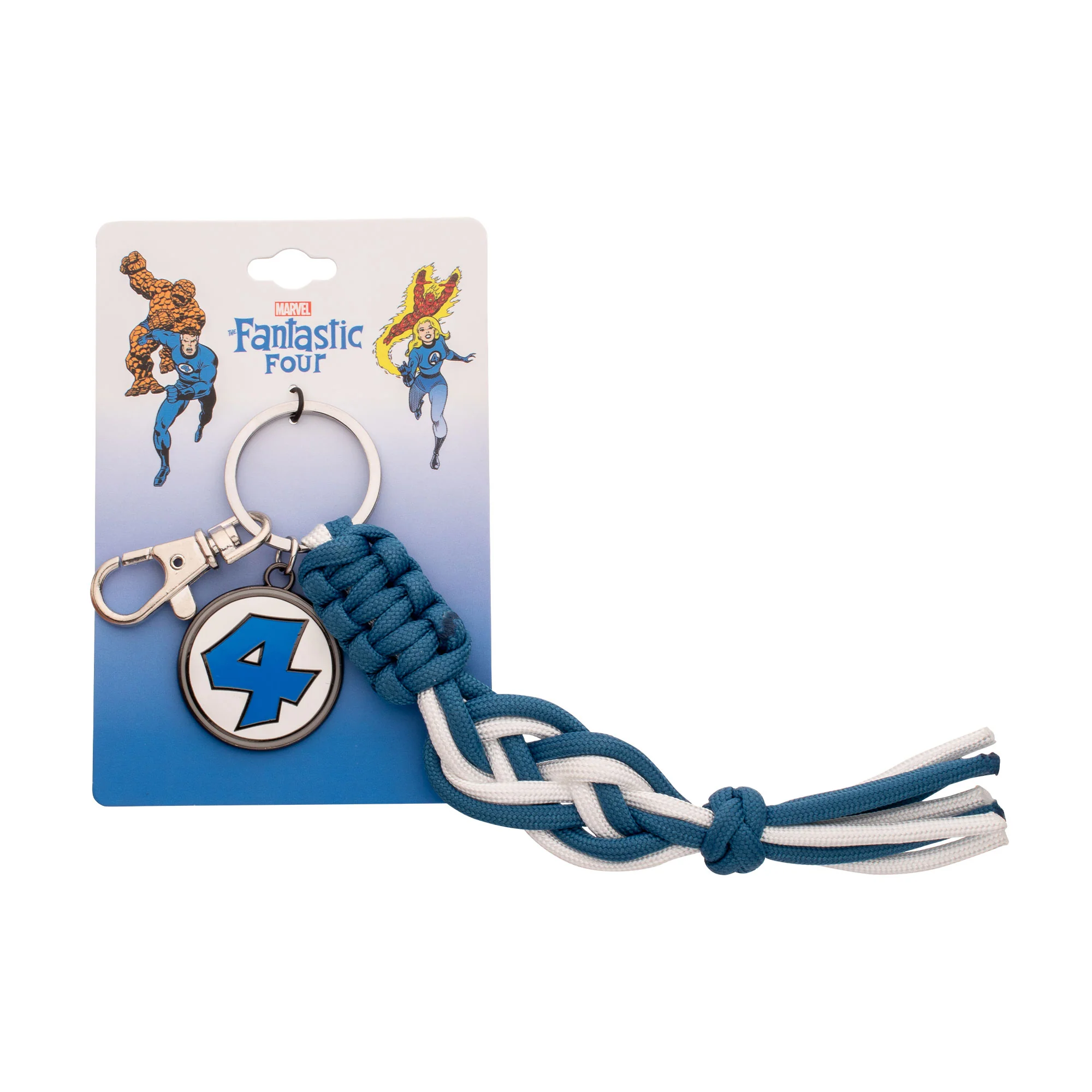 Marvel The Fantastic Four Classic Two Color Cord Knot Keychain – Light Blue & White Collectible - Image 2