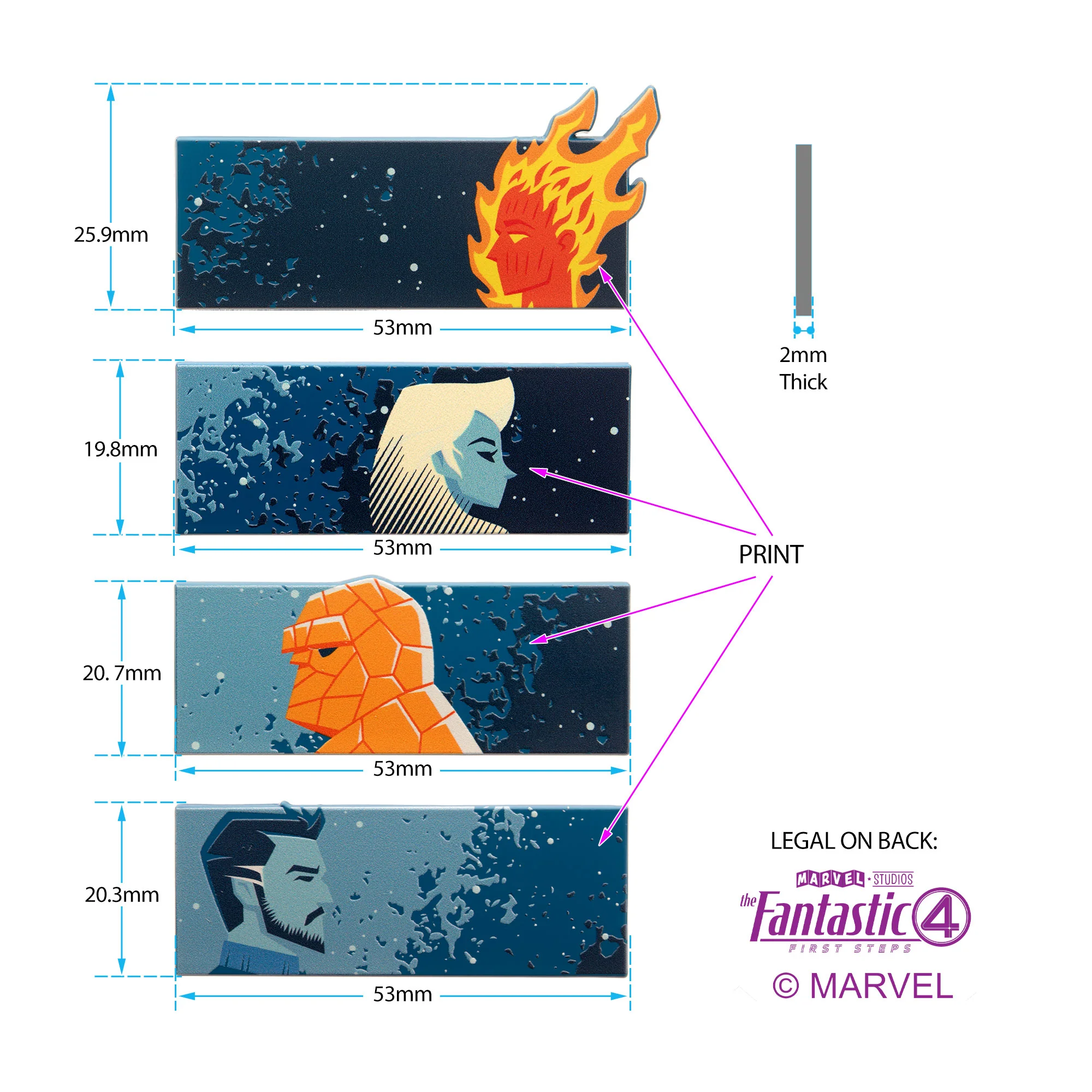 Marvel The Fantastic Four Movie Characters Pin Set – 4-Piece Collectible Pins - Image 3