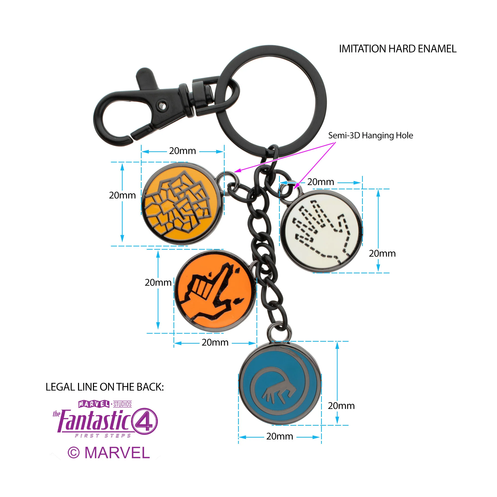 Marvel The Fantastic Four Enamel Icon Keychain – Collectible Superhero Charms - Image 2