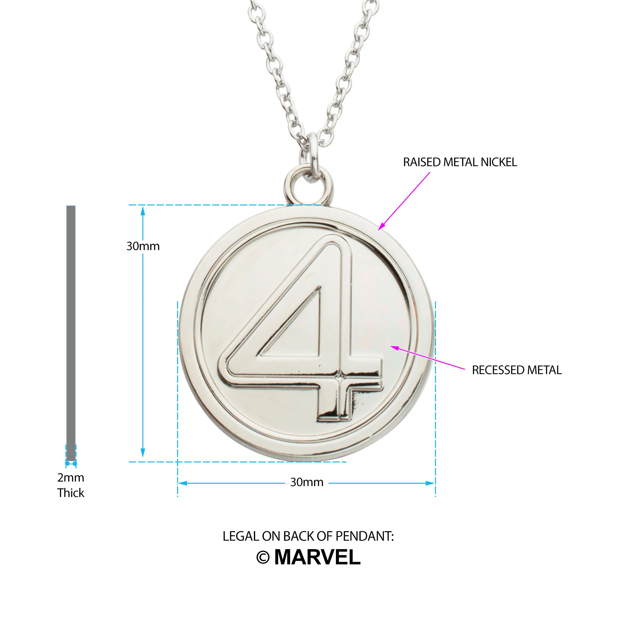 Marvel The Fantastic Four Movie Logo Necklace – Raised Metal 3D Pendant Collectible - Image 2