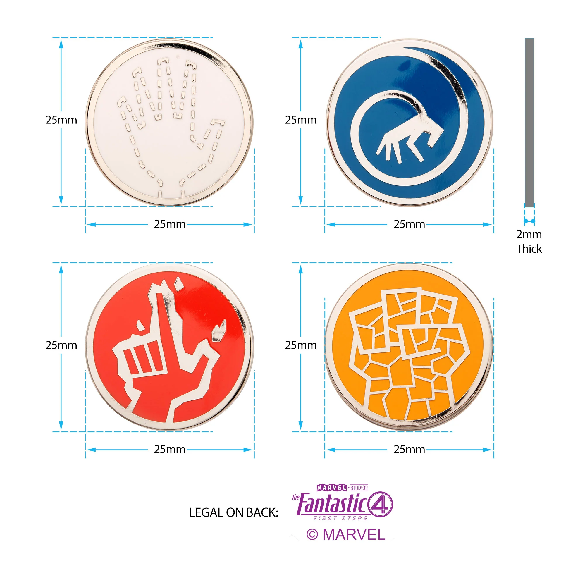 Marvel The Fantastic Four: Movie Symbols Enamel Pin Set – 4-Piece Collectible Team Pins - Image 2