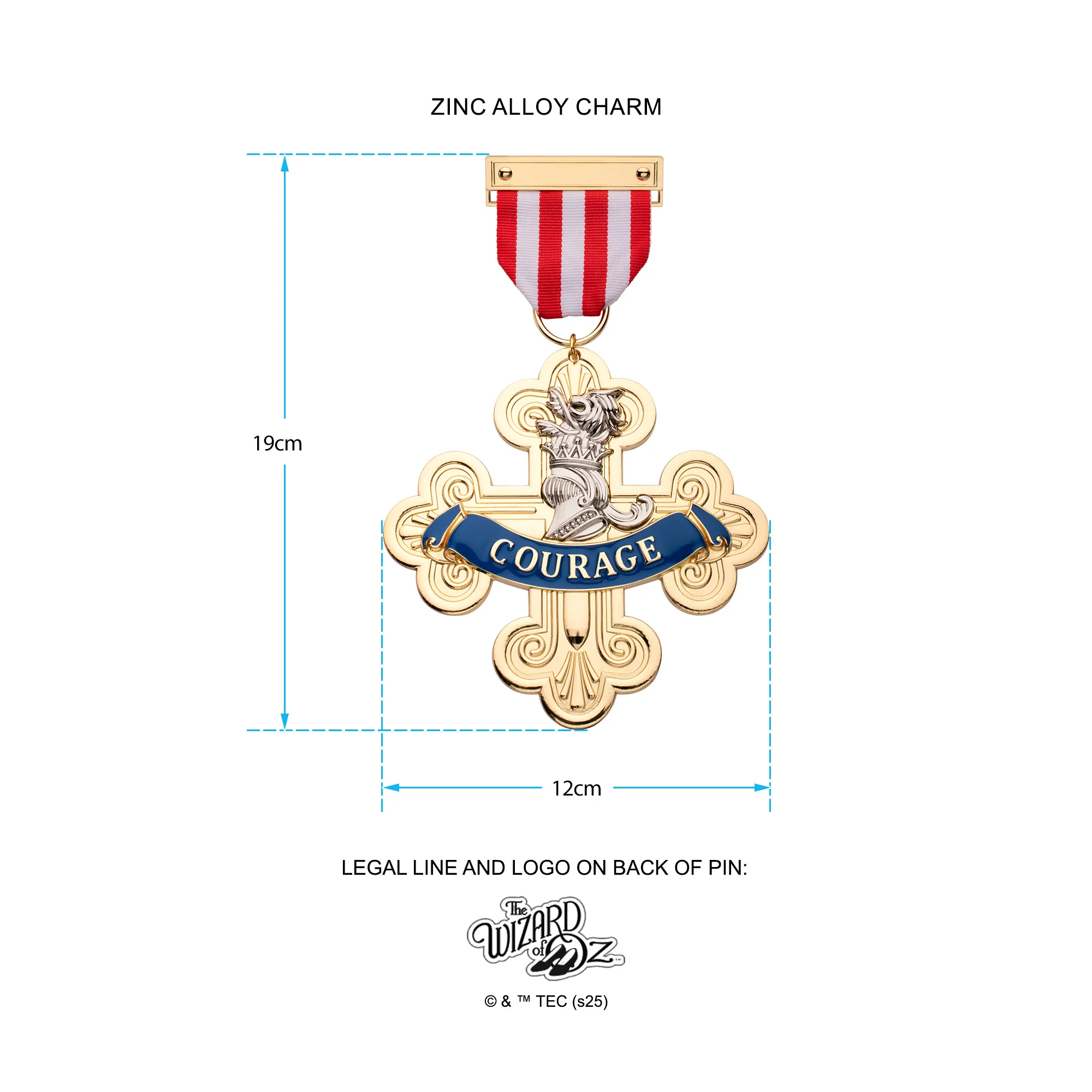 The Wizard of Oz Cowardly Lions Medal of Courage Replica Pin - Image 10