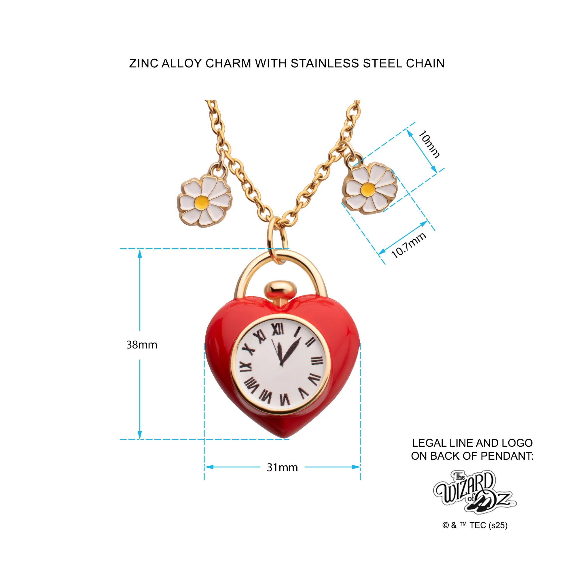 The Wizard of Oz Tin Man’s Clock Heart Pendant Necklace - Image 10