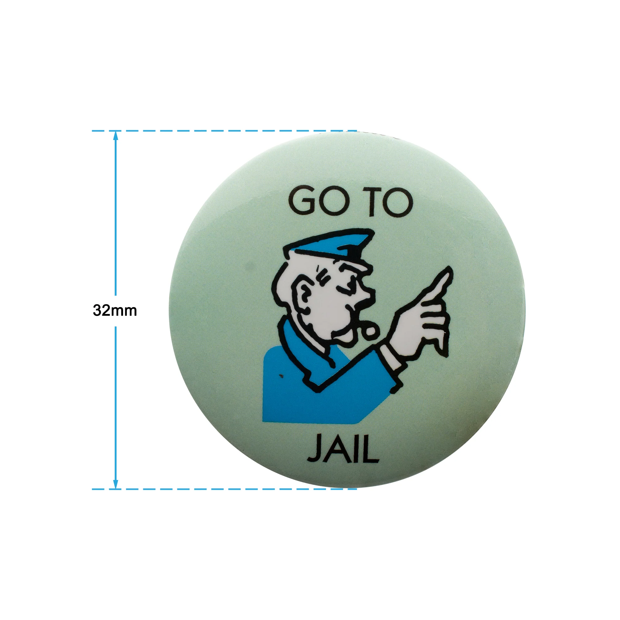 Hasbro Vintage 1984 Monopoly Go To Jail American Greetings Button Pin - Image 4