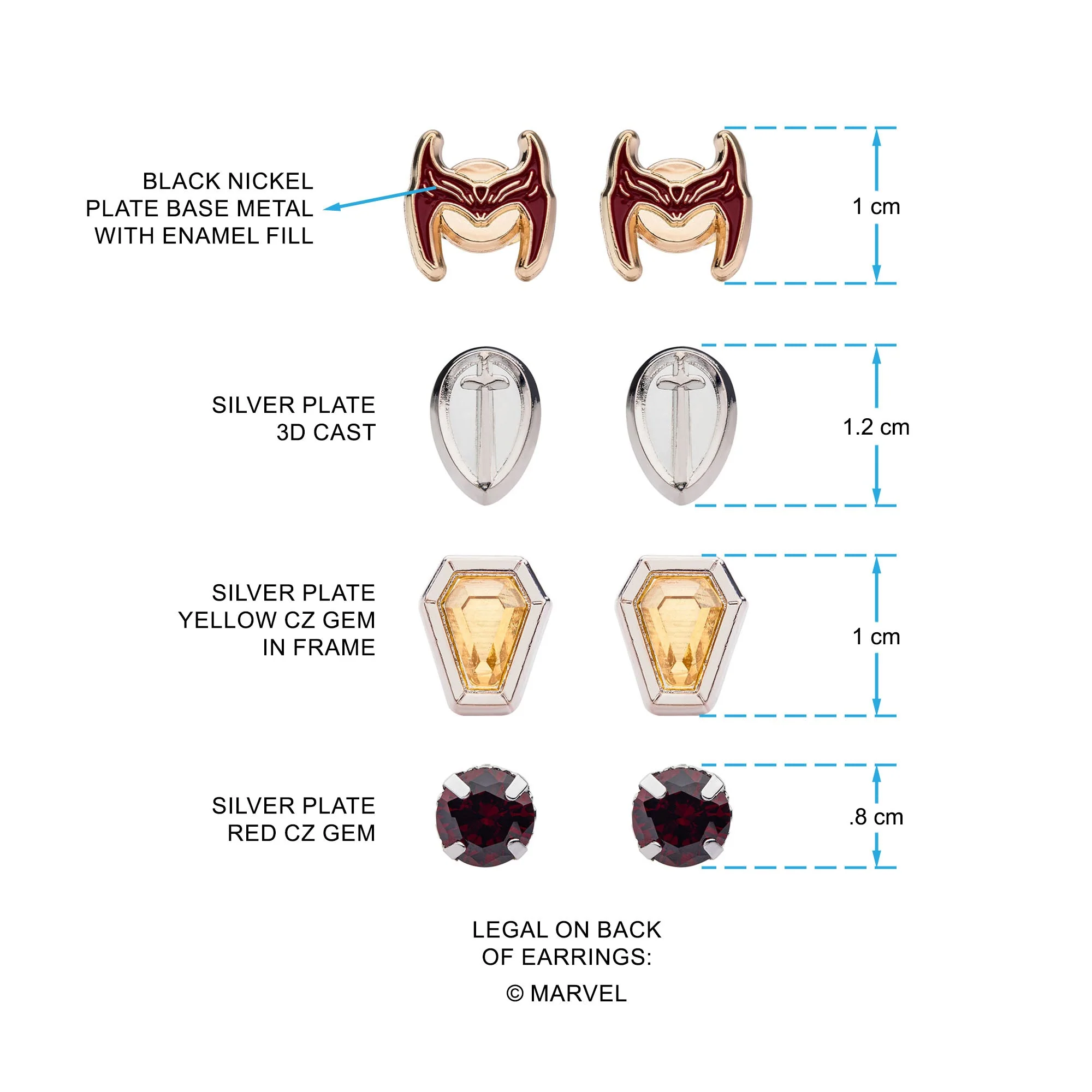 Marvel Wandavision Stud Earrings Set (4Pairs) - Image 2