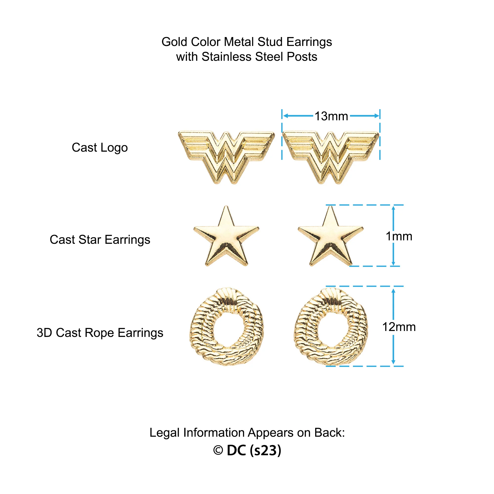 DC Comics Wonder Woman 1984 Earrings Set - Image 3